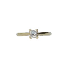 Vintage Modern Princess Cut Diamond and 18 Carat Gold Solitaire Ring