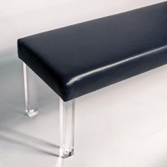 Modern Prism Bench in Navy Leather