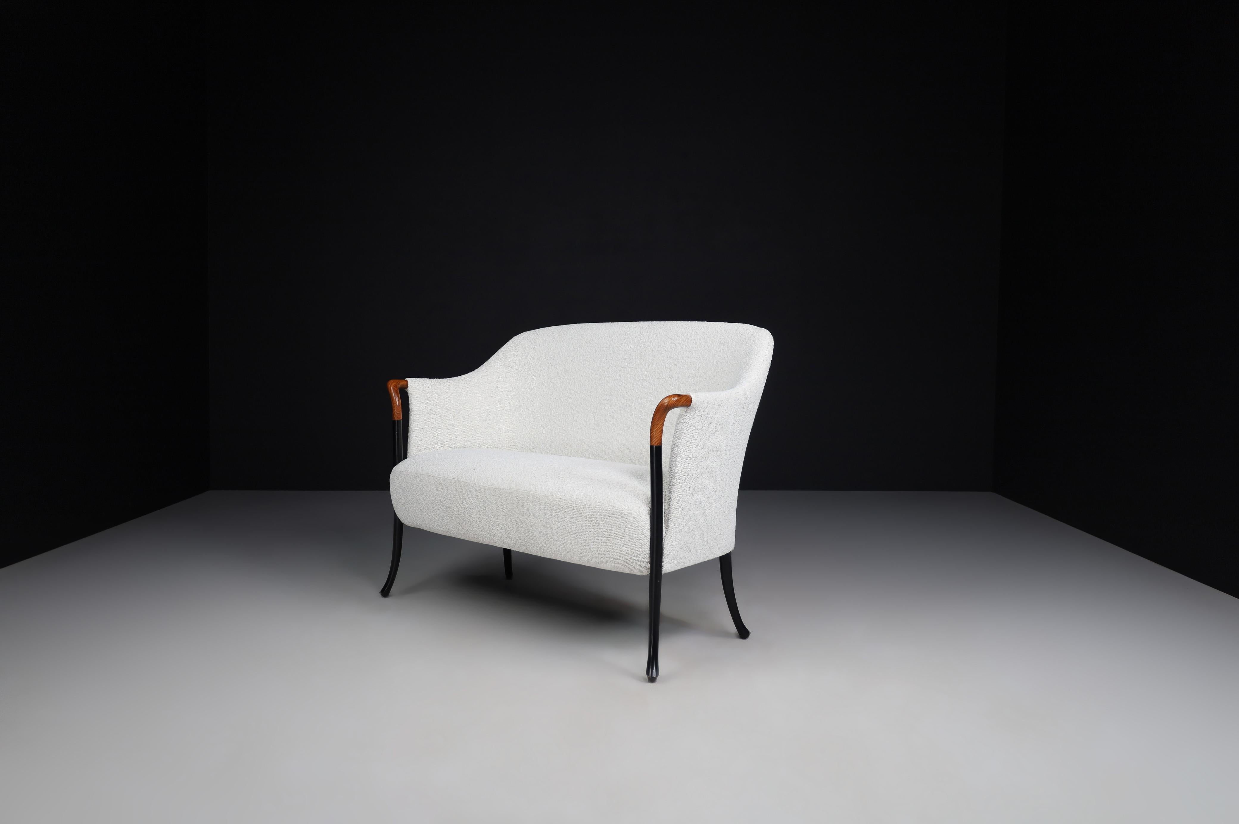 Italian Modern Progetti Bench by Umberto Asnago for Giorgetti in New Bouclé Fabric