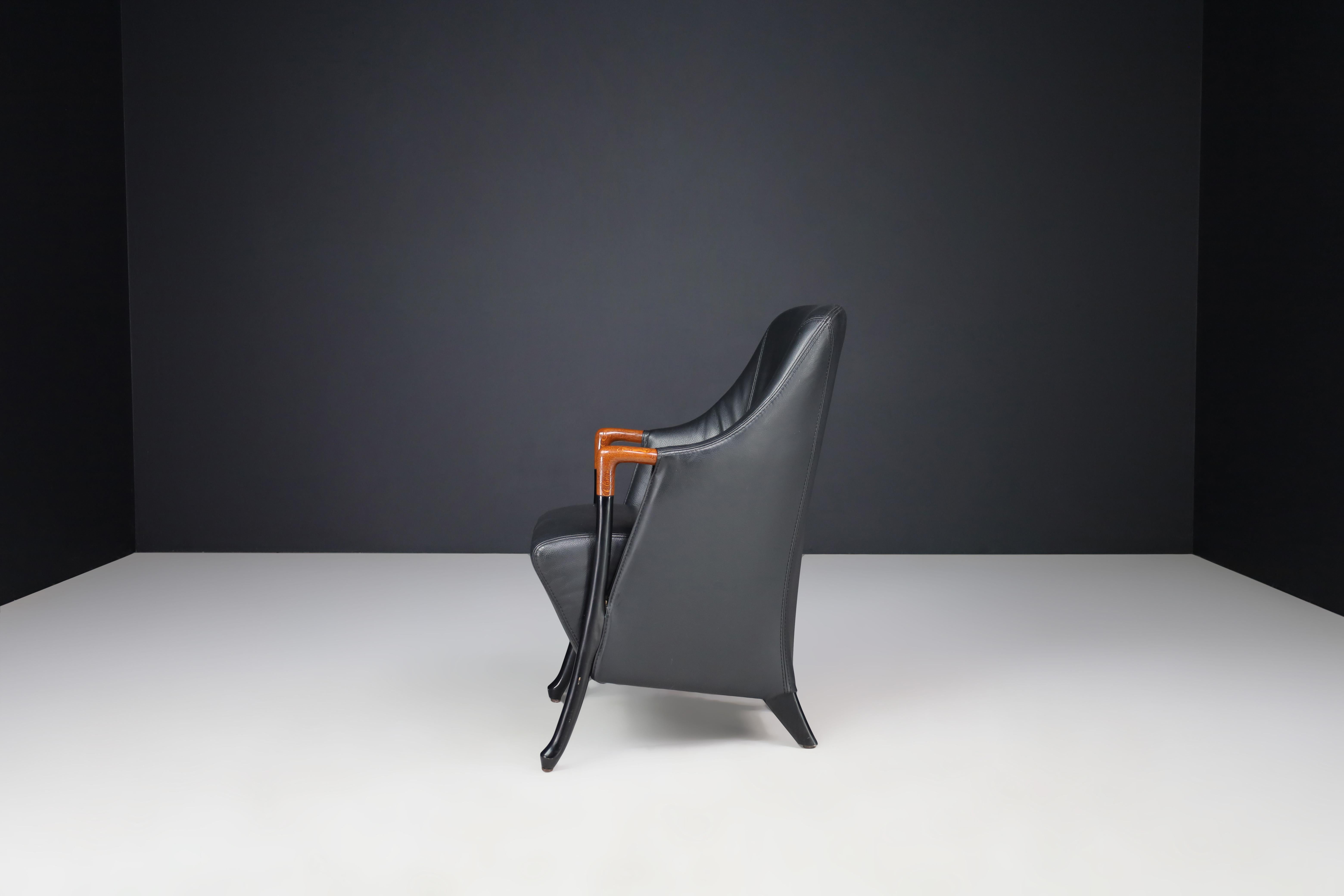 Moderne Progetti-Ledersessel von Umberto Asnago für Giorgetti, Italien, 1980er Jahre im Angebot 1