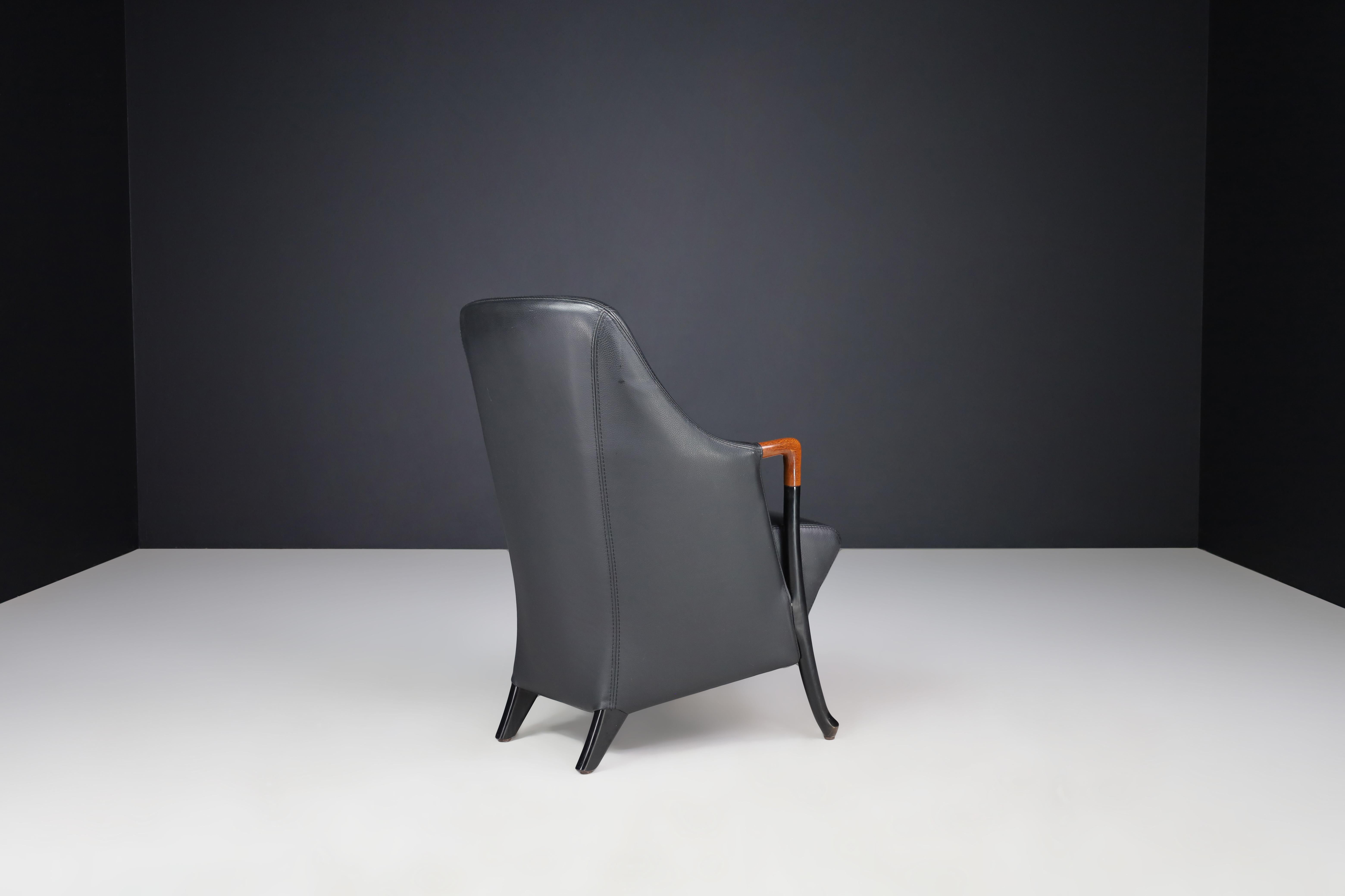 Moderne Progetti-Ledersessel von Umberto Asnago für Giorgetti, Italien, 1980er Jahre im Angebot 2