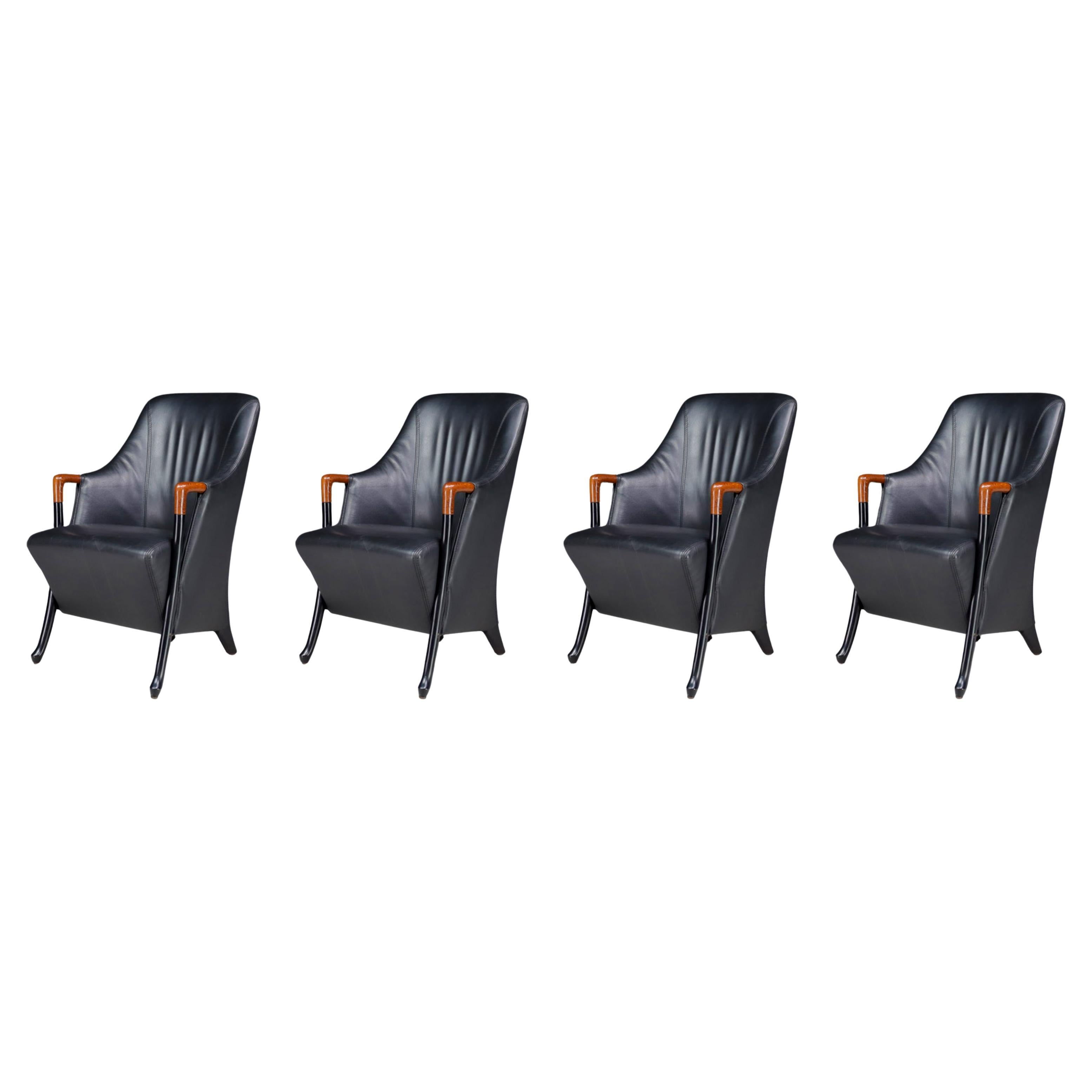 Modern Progetti Leather Armchairs by Umberto Asnago for Giorgetti Italy, 1980s