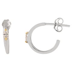 Boucle d'oreille moderne en or blanc et jaune 18k sertie de diamants taillés en marquise