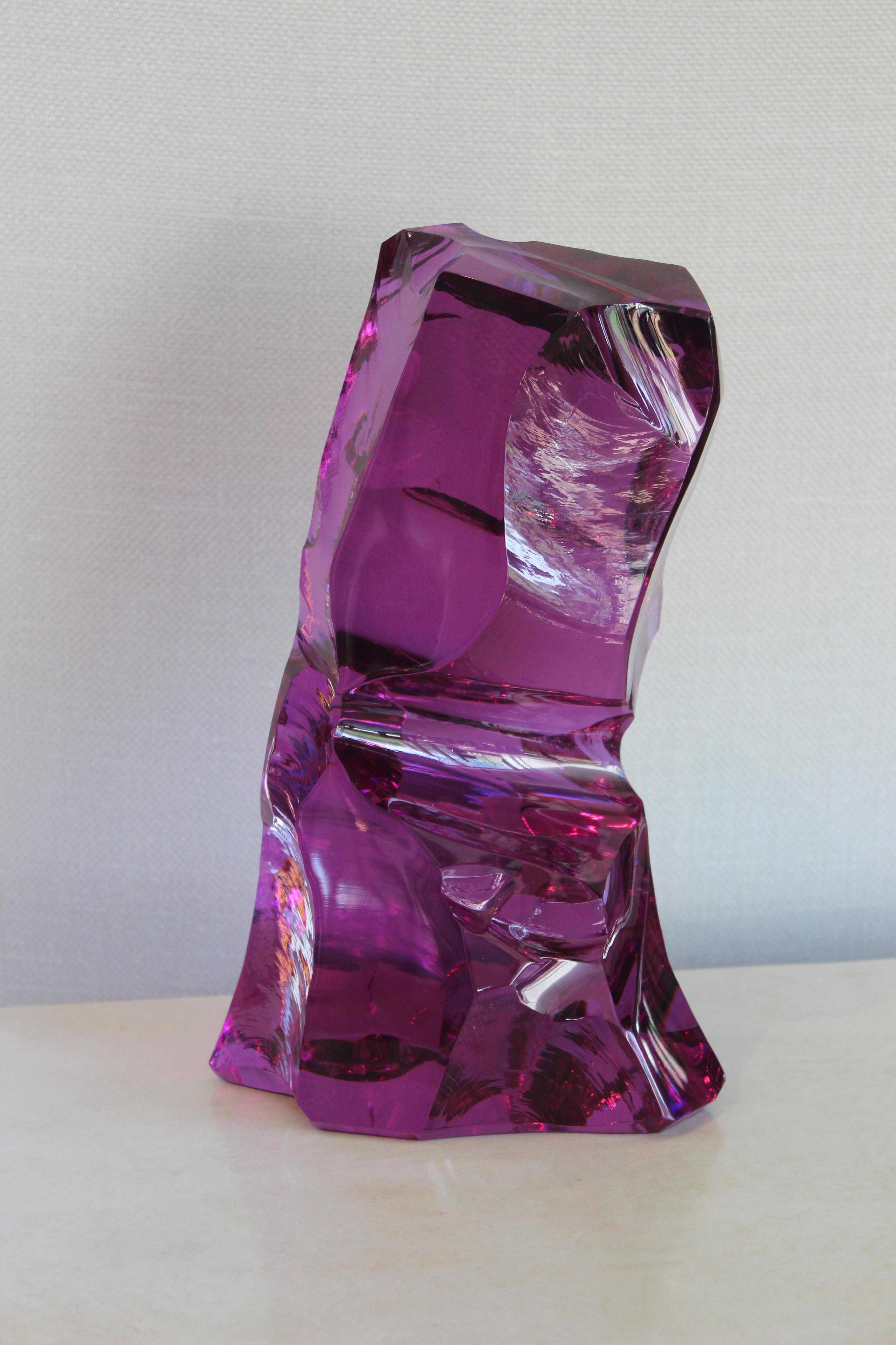 French Modern Purple Baccarat Glass Sculpture