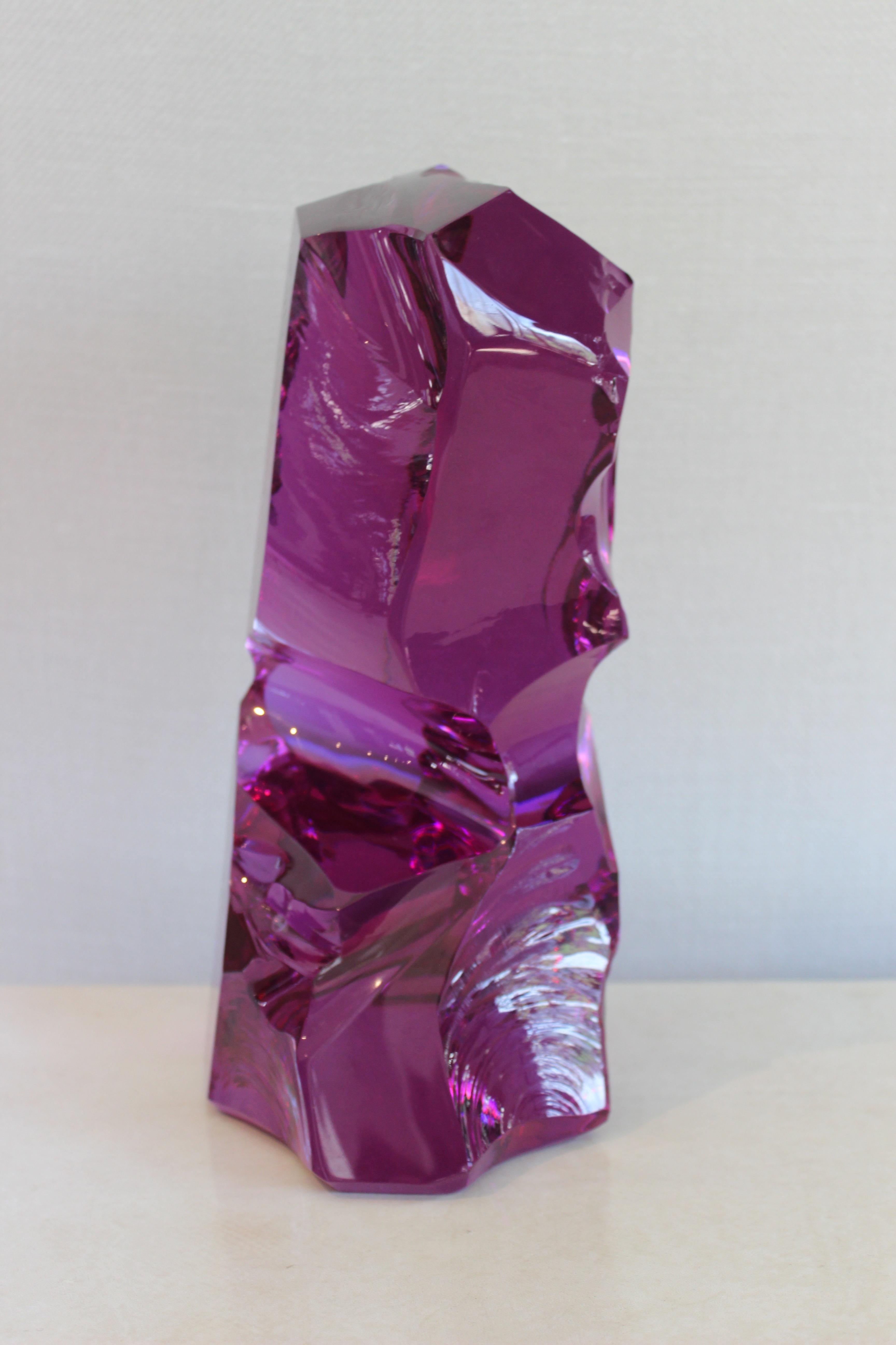 Modern Purple Baccarat Glass Sculpture In Excellent Condition In East Hampton, NY