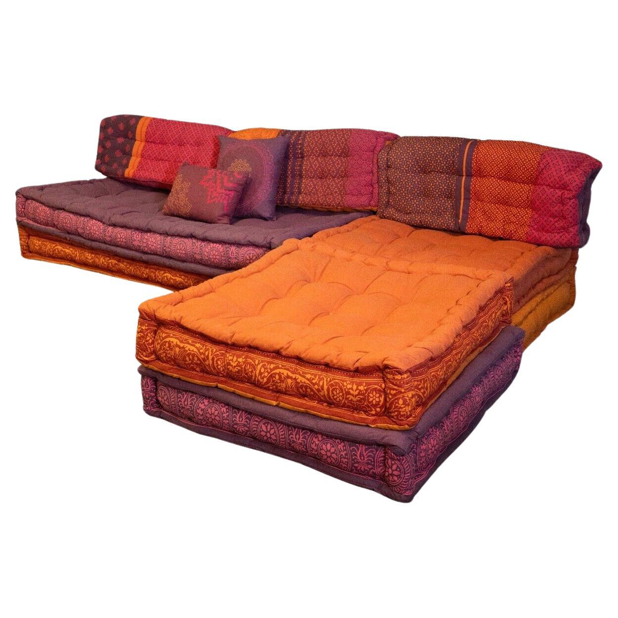Canapé modulaire moderne violet et orange de style Roche Bobois Mah Jong