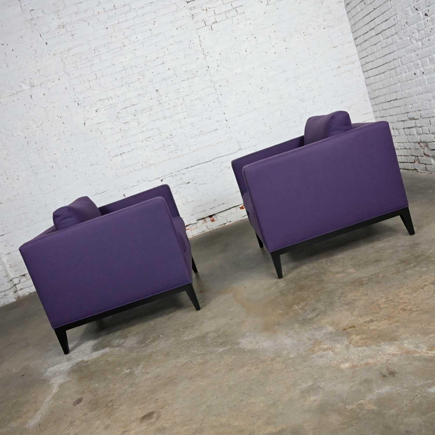 Modern Purple Plum Tone Tuxedo Style Club Chairs by Baker a Pair For Sale 3