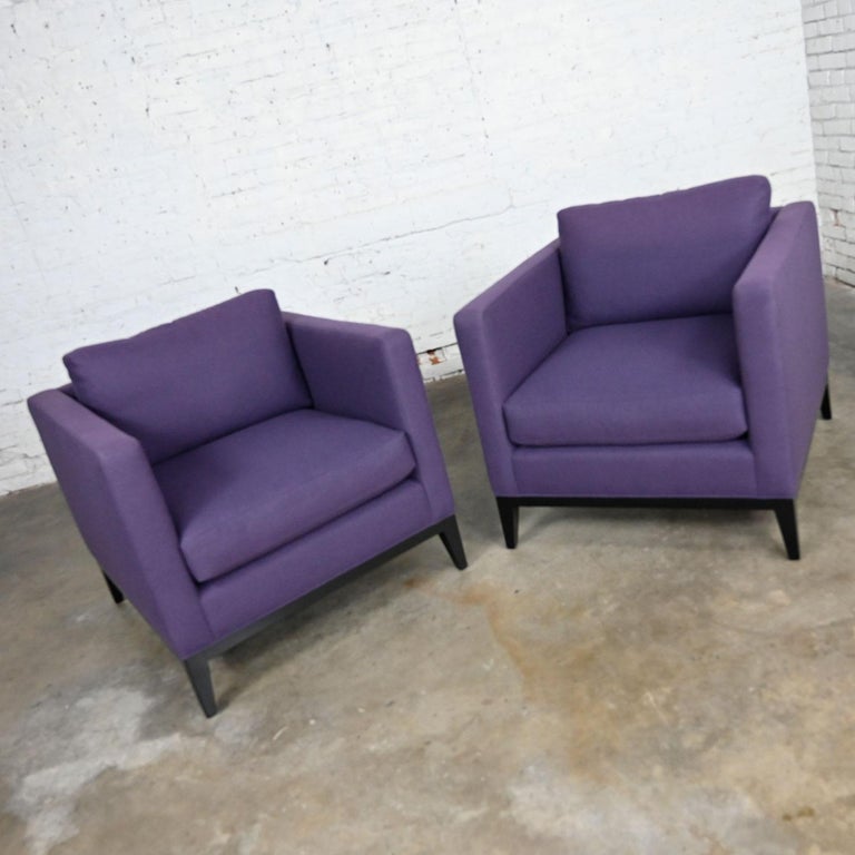 Modern Purple Plum Tone Tuxedo Style Club Chairs by Baker a Pair For Sale 6