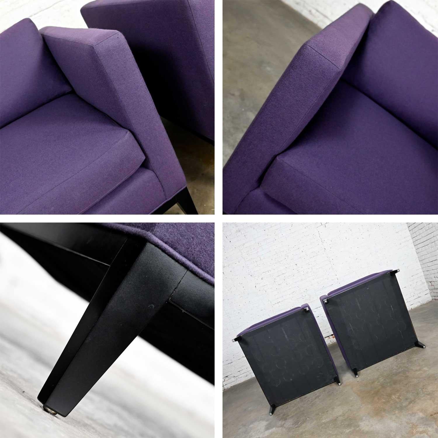 Modern Purple Plum Tone Tuxedo Style Club Chairs by Baker a Pair For Sale 8
