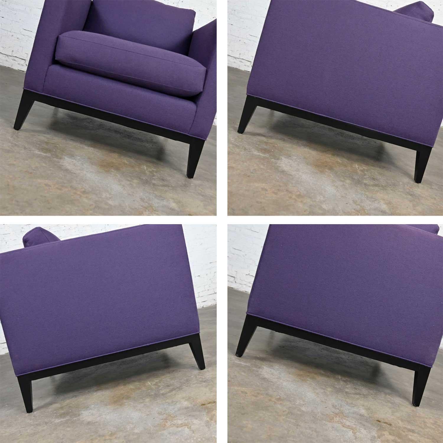 Modern Purple Plum Tone Tuxedo Style Club Chairs by Baker a Pair For Sale 7