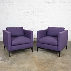 Modern Purple Plum Tone Tuxedo Style Club Chairs by Baker a Pair