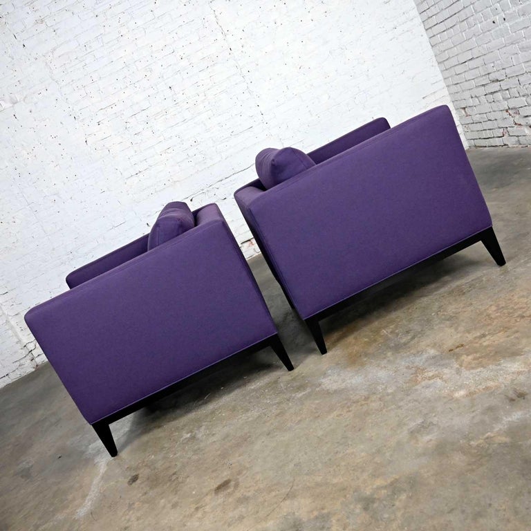 Modern Purple Plum Tone Tuxedo Style Club Chairs by Baker a Pair In Good Condition For Sale In Topeka, KS