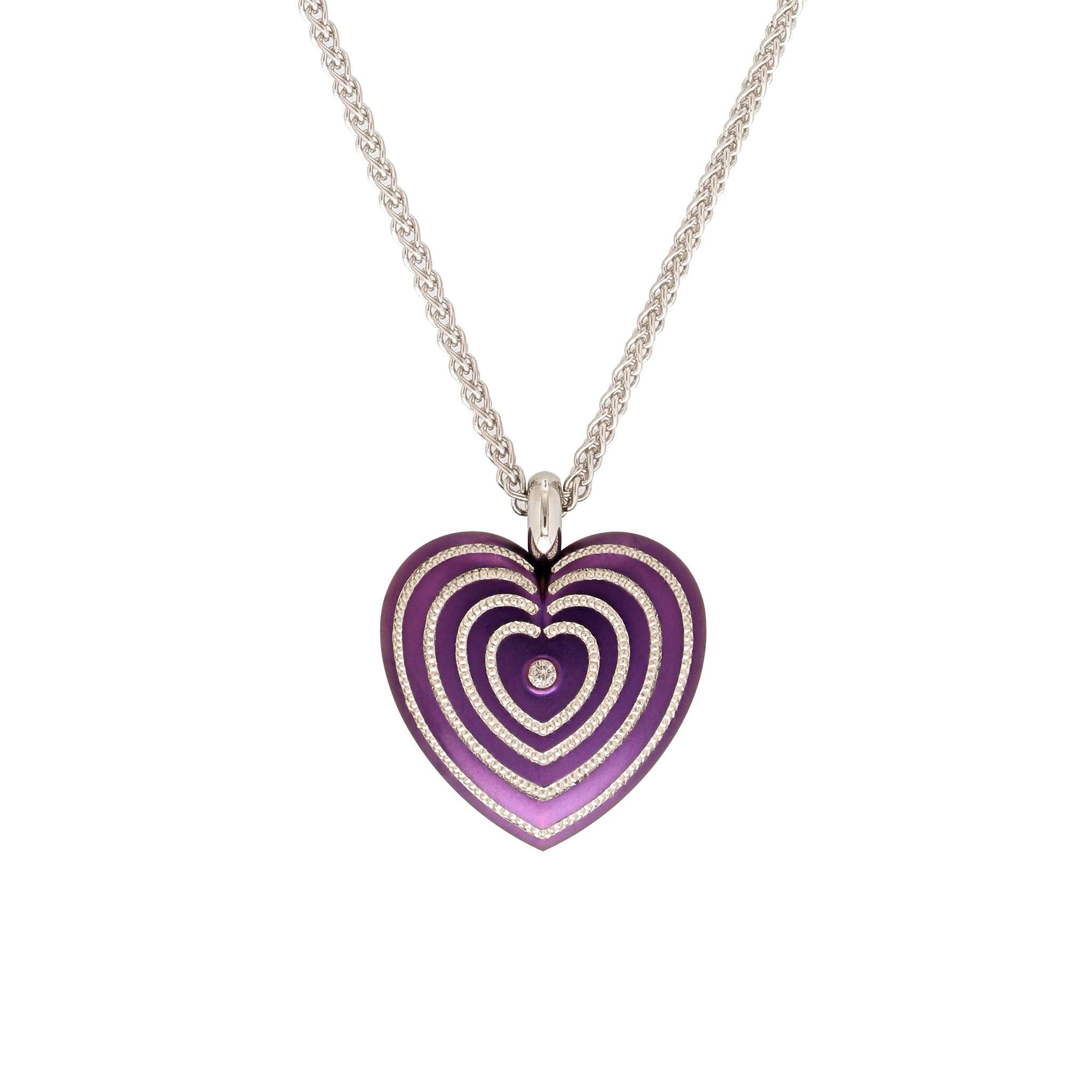 Modern Purple Steel and Platinum Heart In New Condition For Sale In Austin, TX