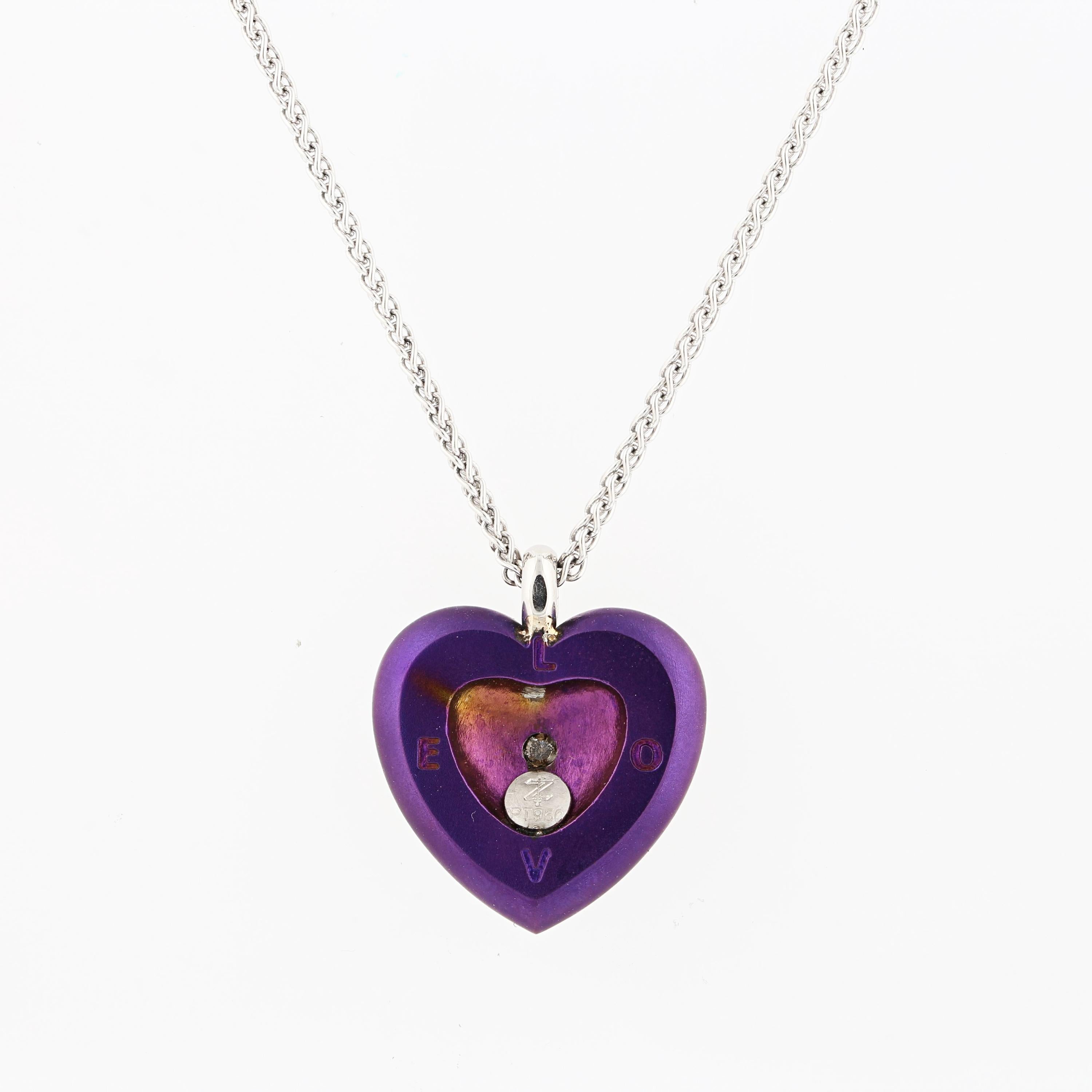 Modern Purple Steel and Platinum Heart For Sale 1