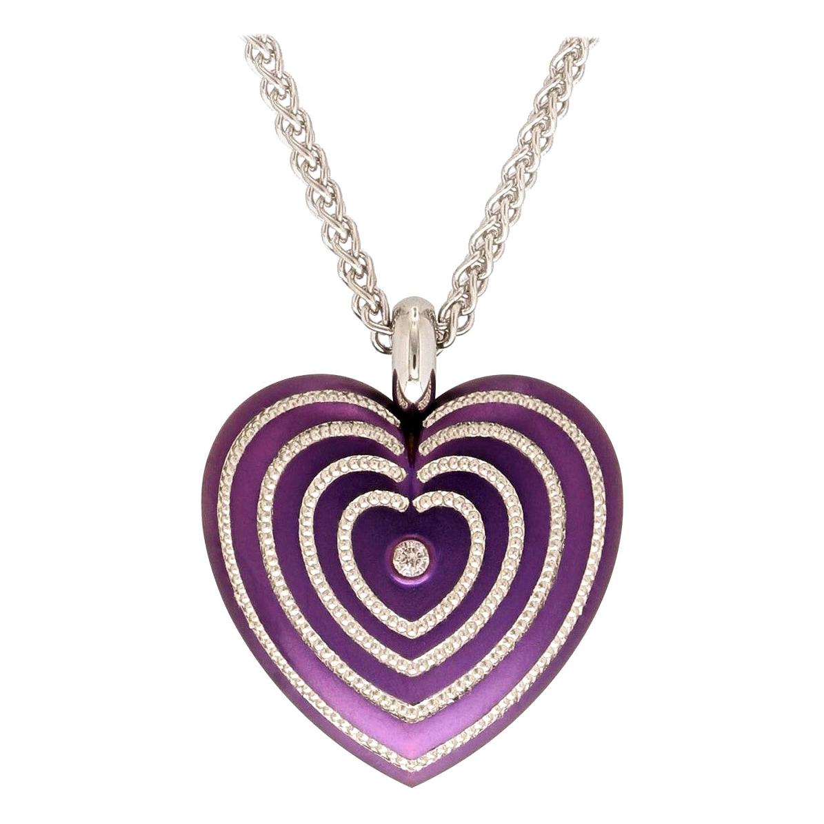 Modern Purple Steel and Platinum Heart For Sale