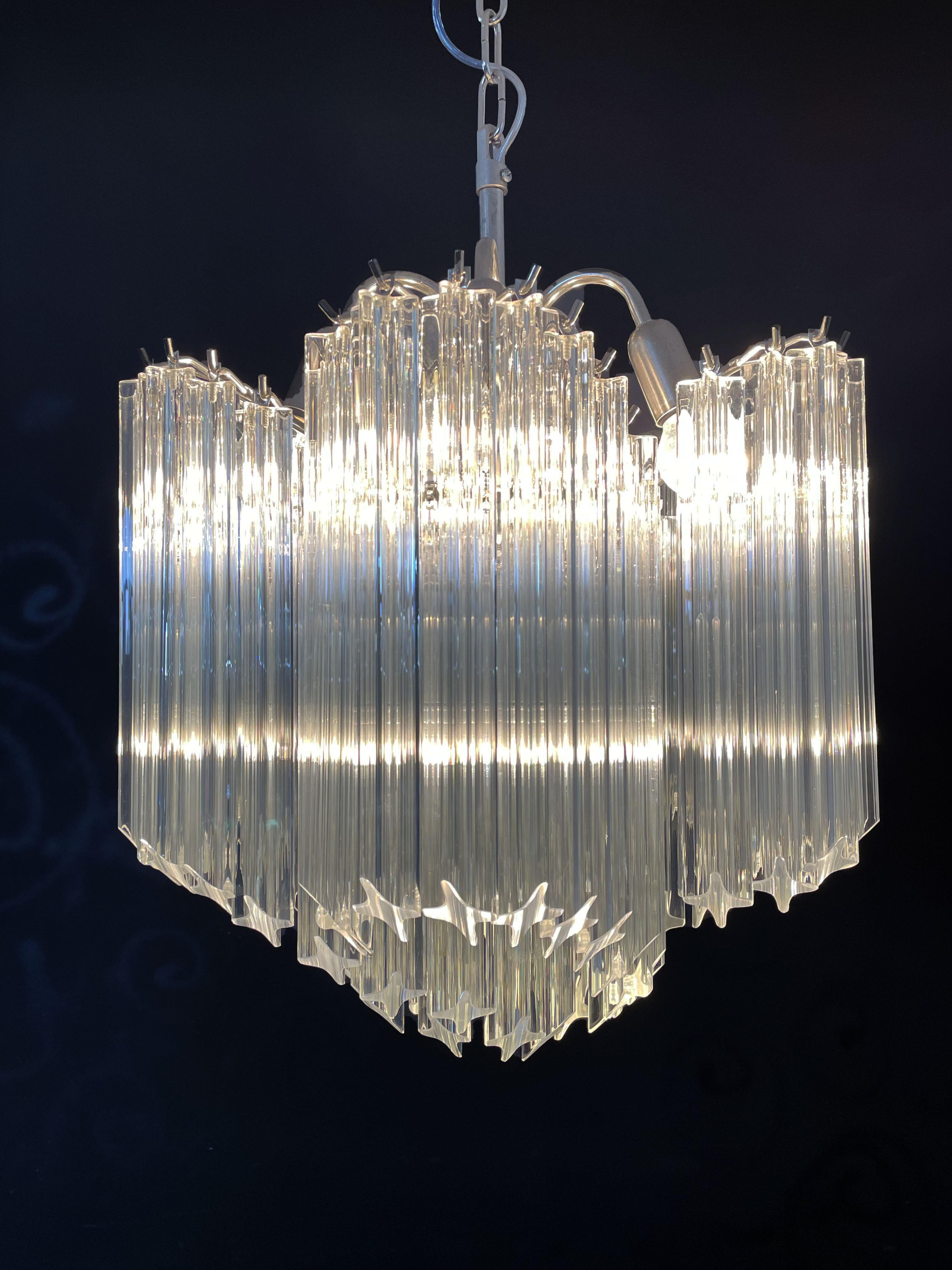 Modern Quadriedri Glass Chandelier - 60 Clear Prism Quadriedri For Sale 9