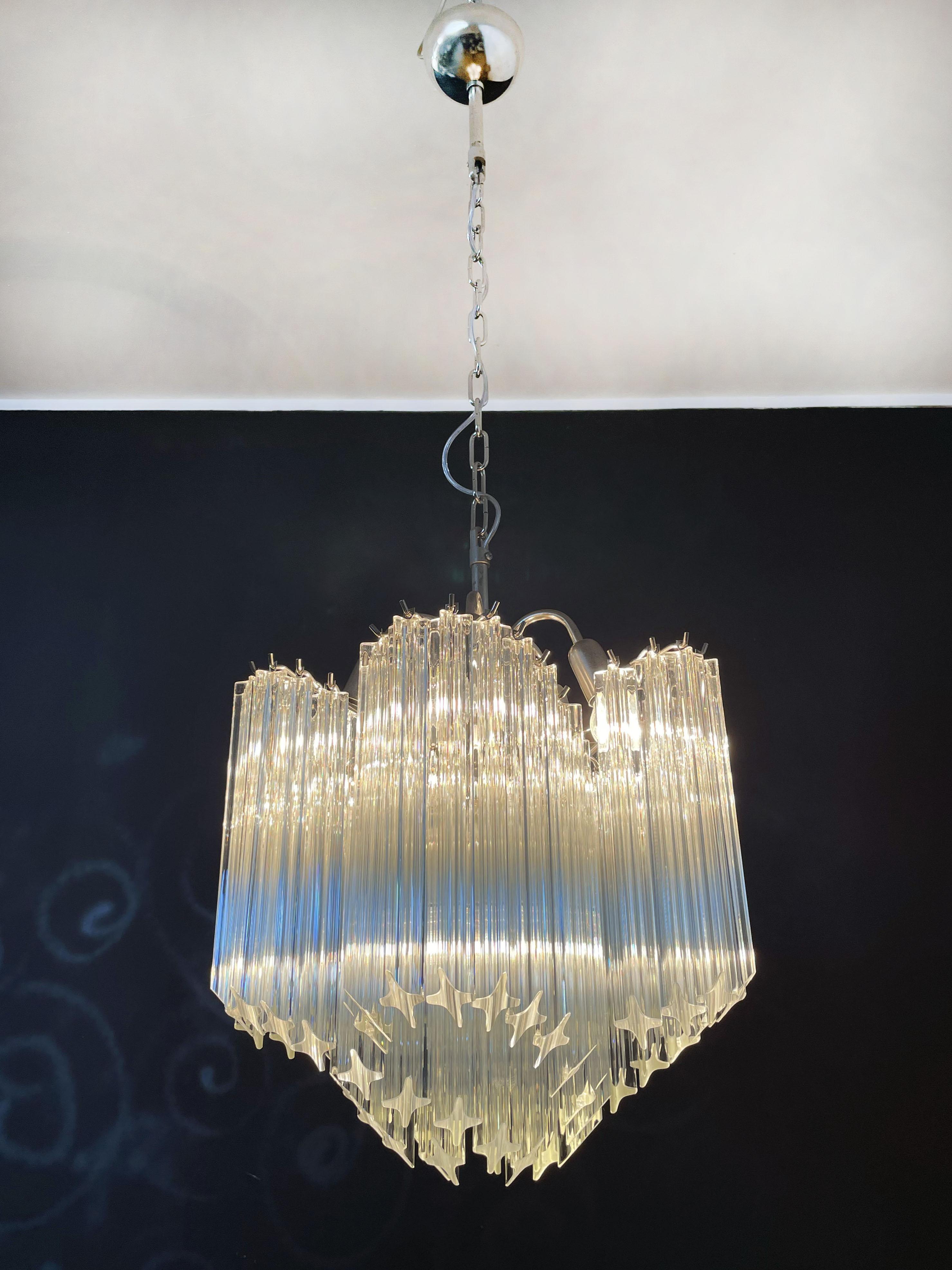 Modern Quadriedri Glass Chandelier - 60 Clear Prism Quadriedri For Sale 10