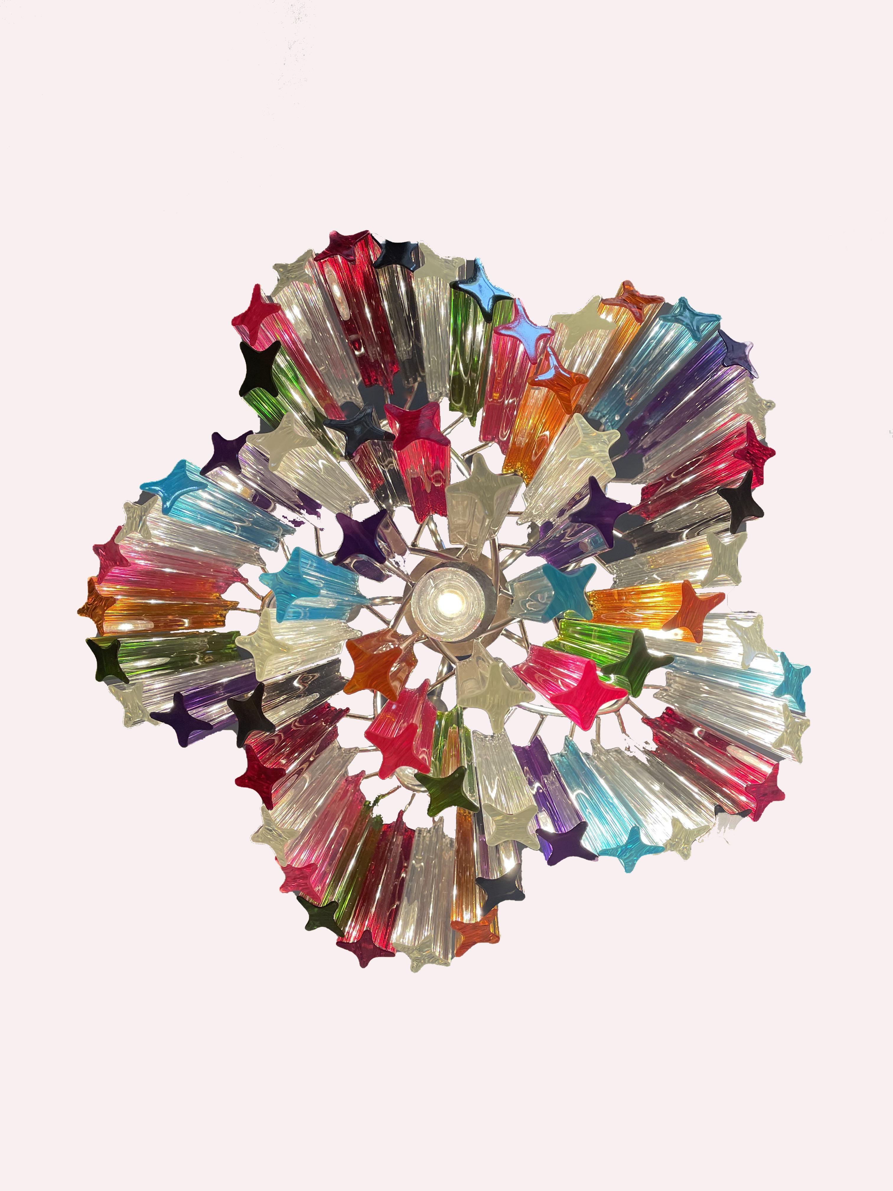 Modern Quadriedri Glass Chandelier, 60 Multicolored Prism Quadriedri 5