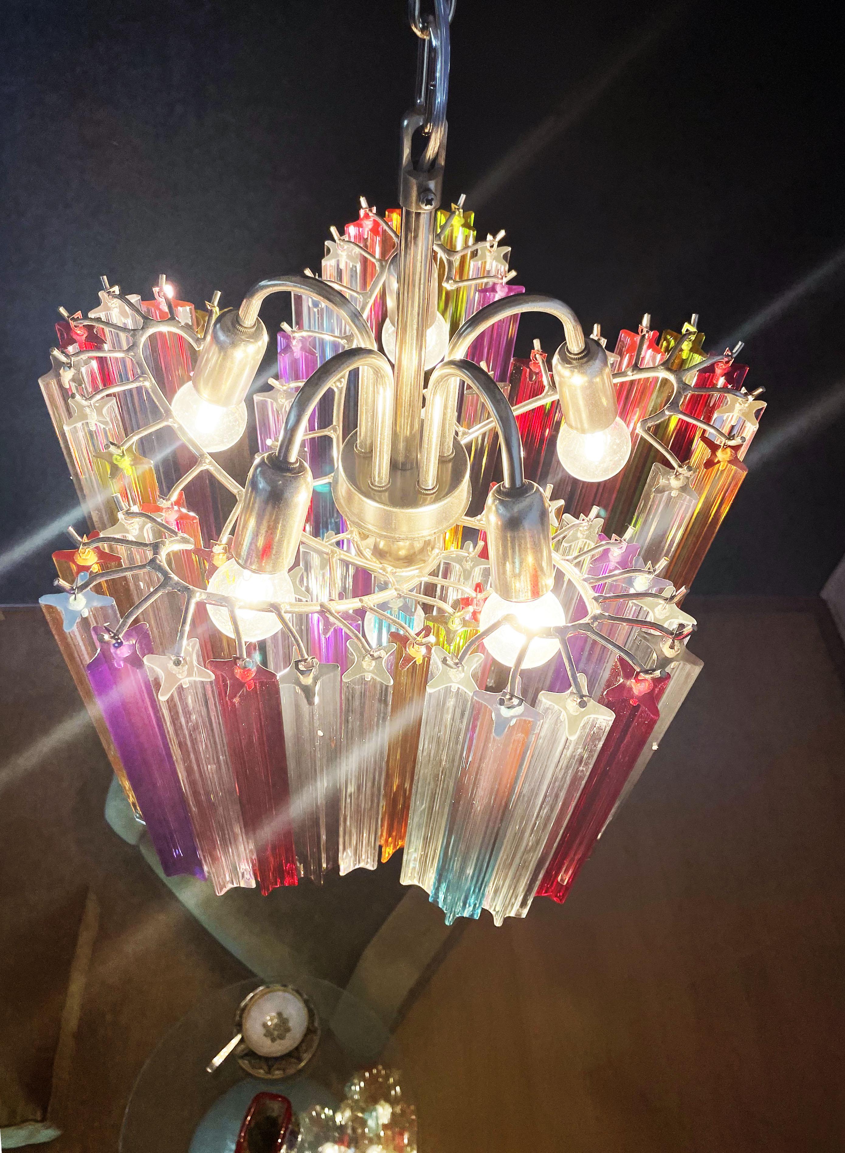 Modern Quadriedri Glass Chandelier, 60 Multicolored Prism Quadriedri 10