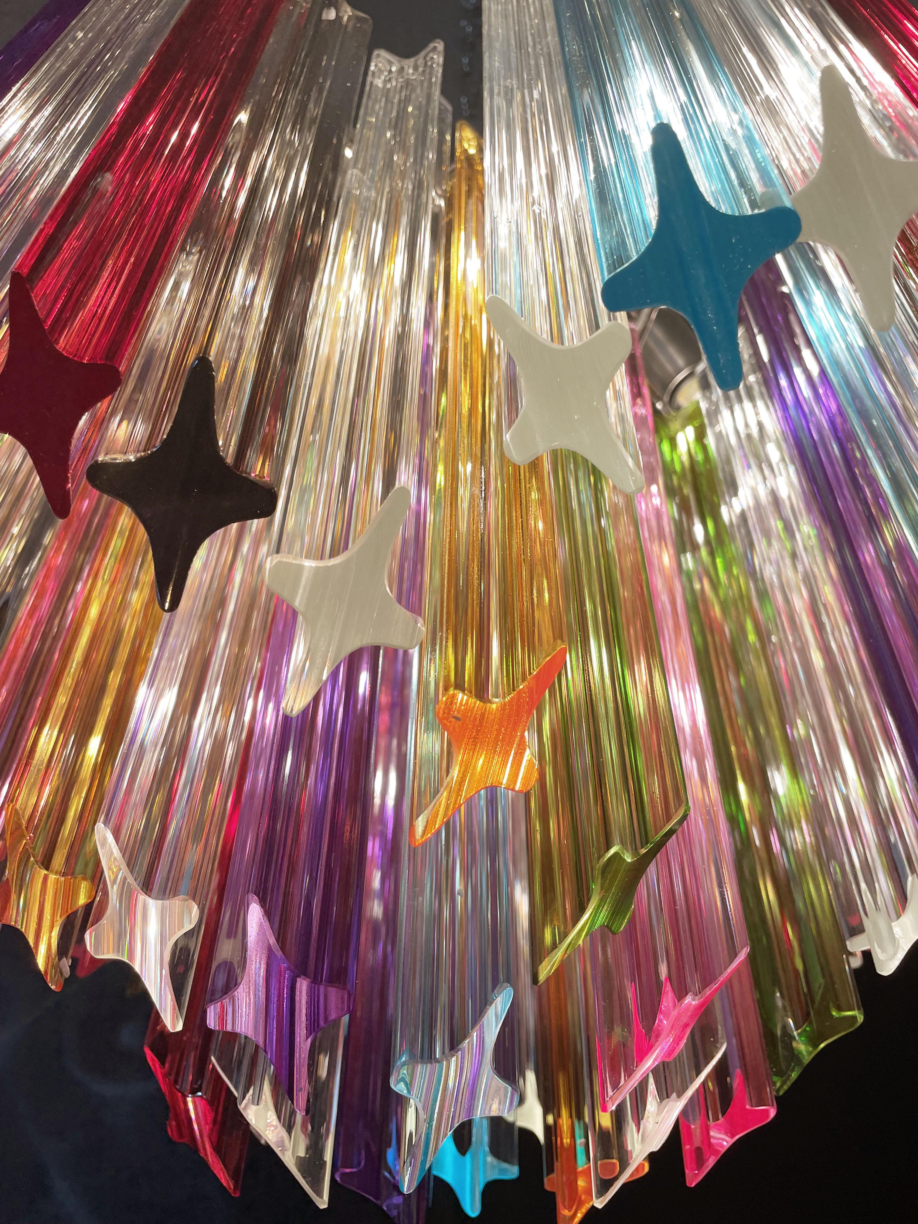 Modern Quadriedri Glass Chandelier, 60 Multicolored Prism Quadriedri 11