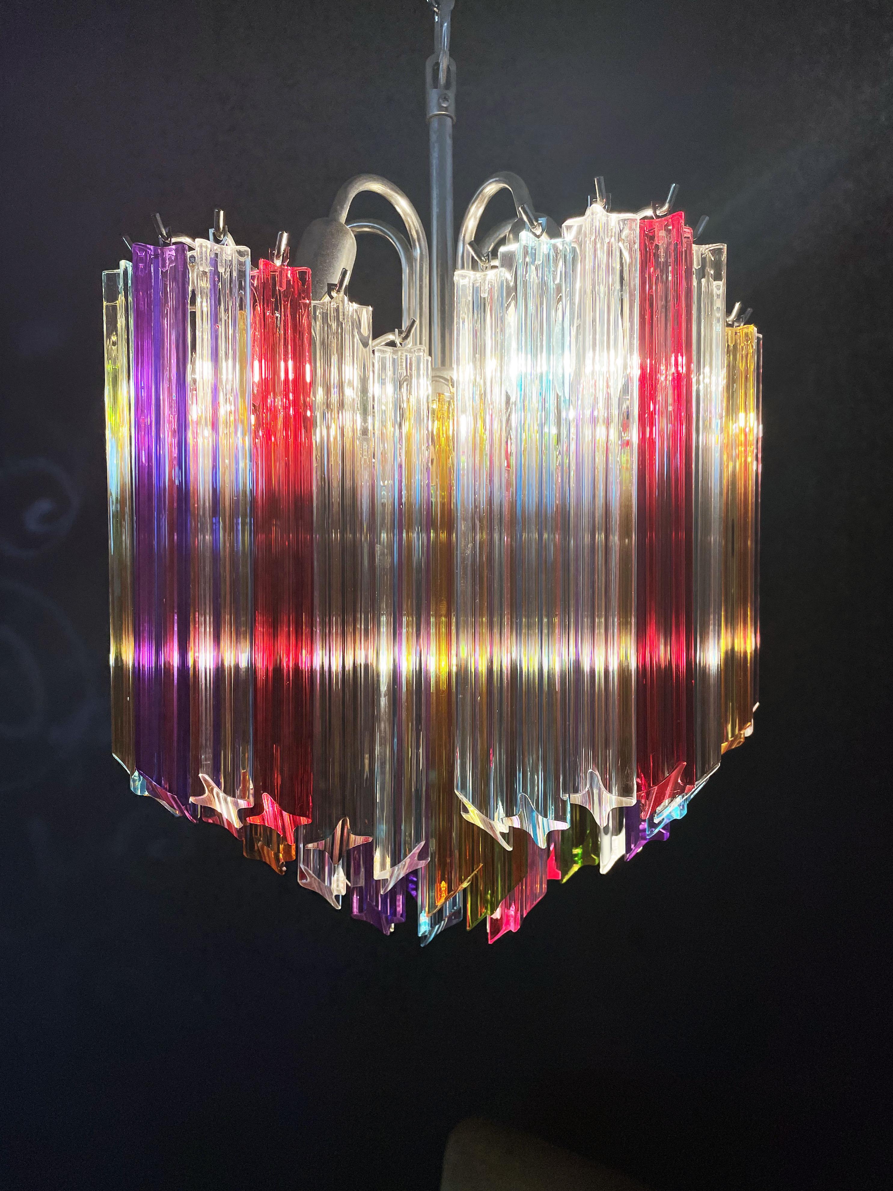 Modern Quadriedri Glass Chandelier, 60 Multicolored Prism Quadriedri 13