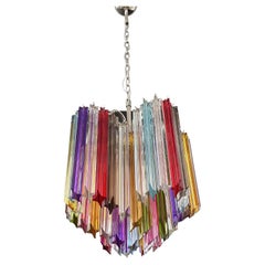 Modern Quadriedri Glass Chandelier, 60 Multicolored Prism Quadriedri