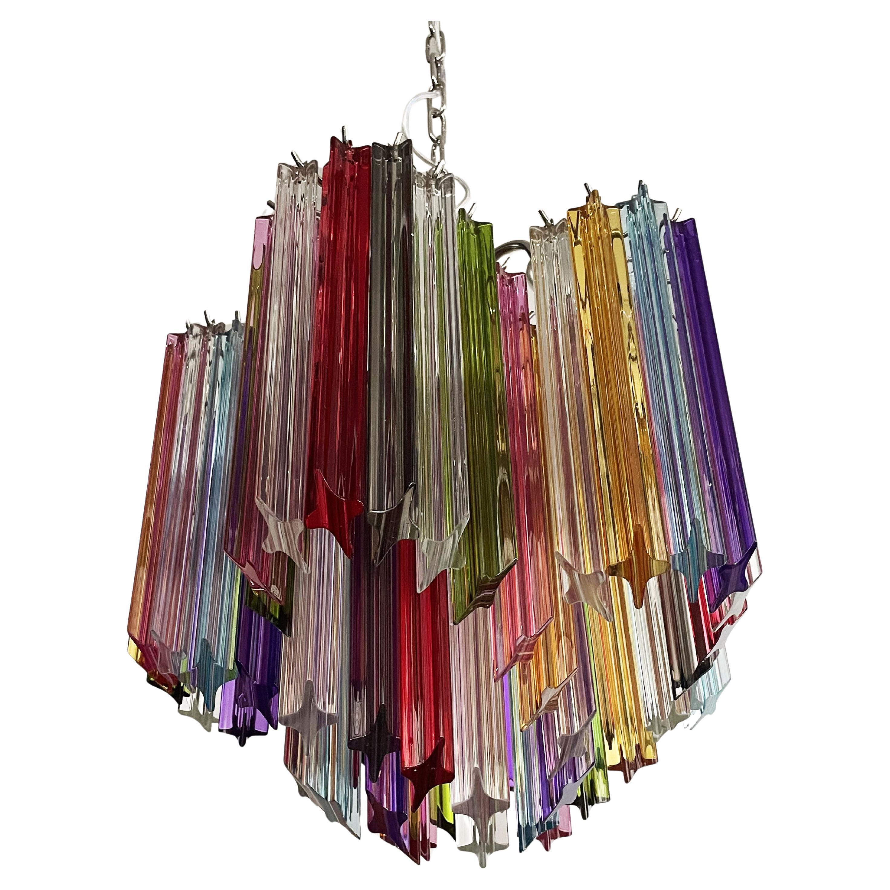 Modern Quadriedri glass Chandelier - 60 multicolored prism quadriedri