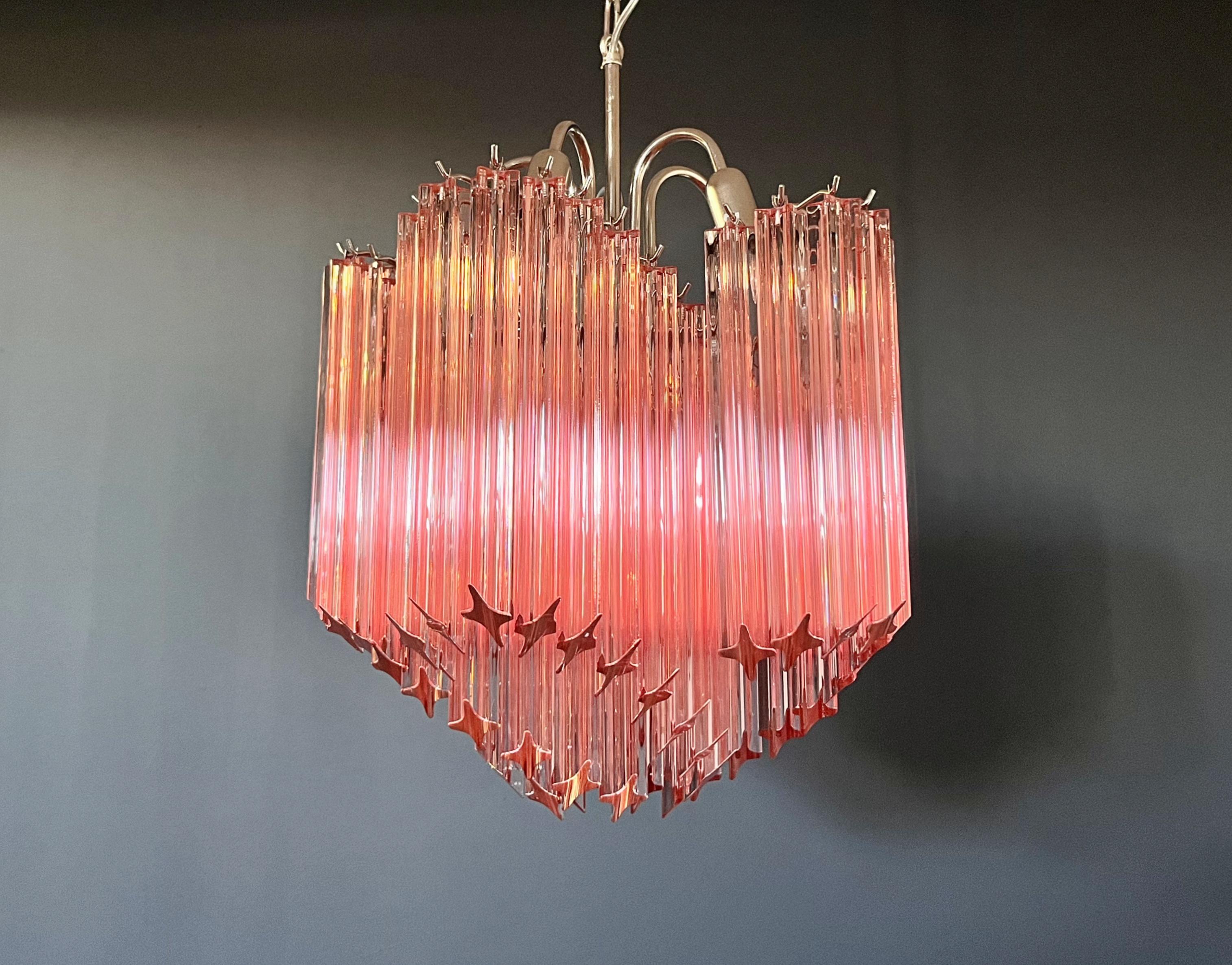 Lámpara moderna de cristal Quadriedri - 60 prismas rosa quadriedri en Bueno estado para la venta en Gaiarine Frazione Francenigo (TV), IT