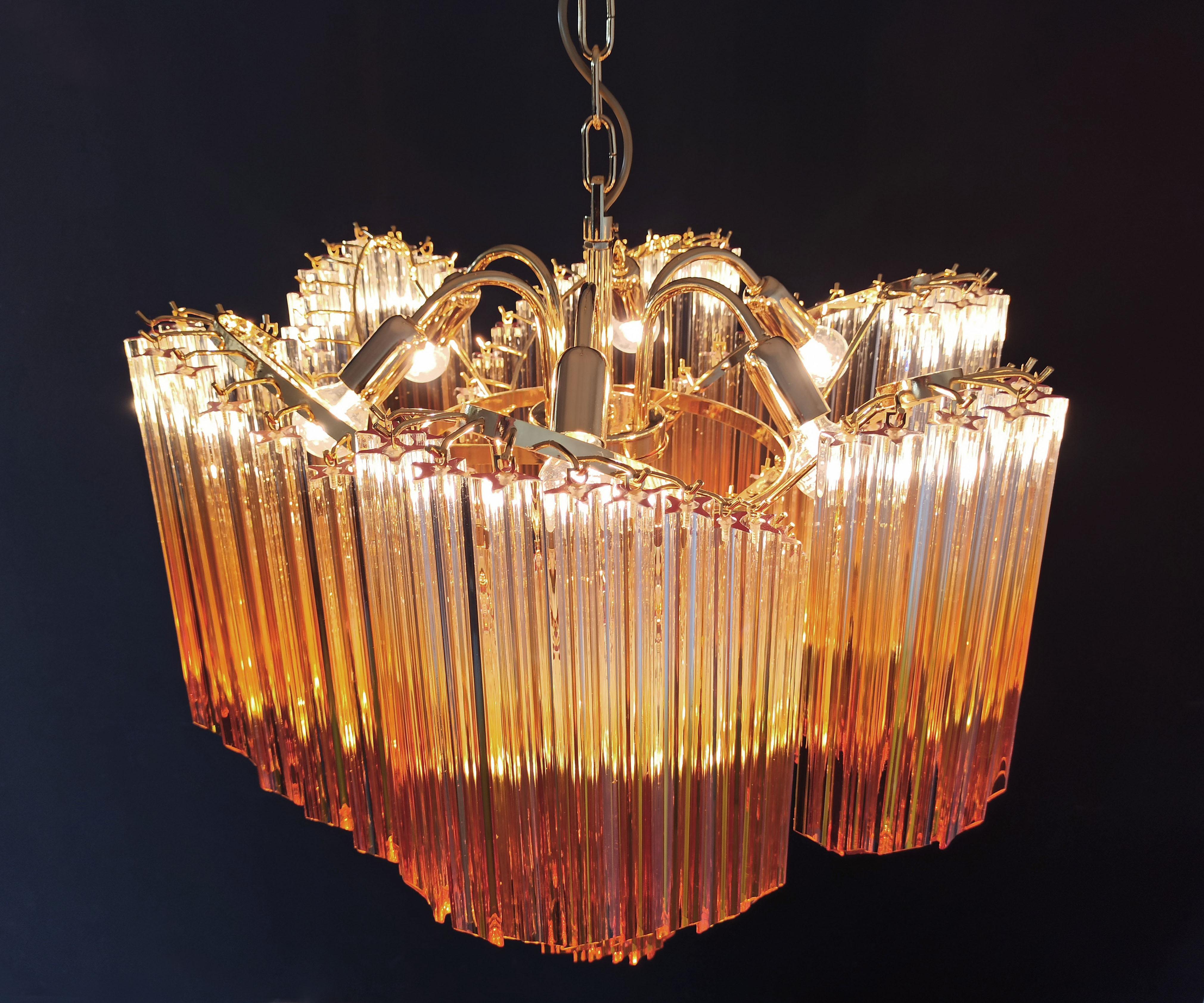 Modern Quadriedri Murano Glass Chandelier, 114 Shaded Amber Prism Quadriedri For Sale 8