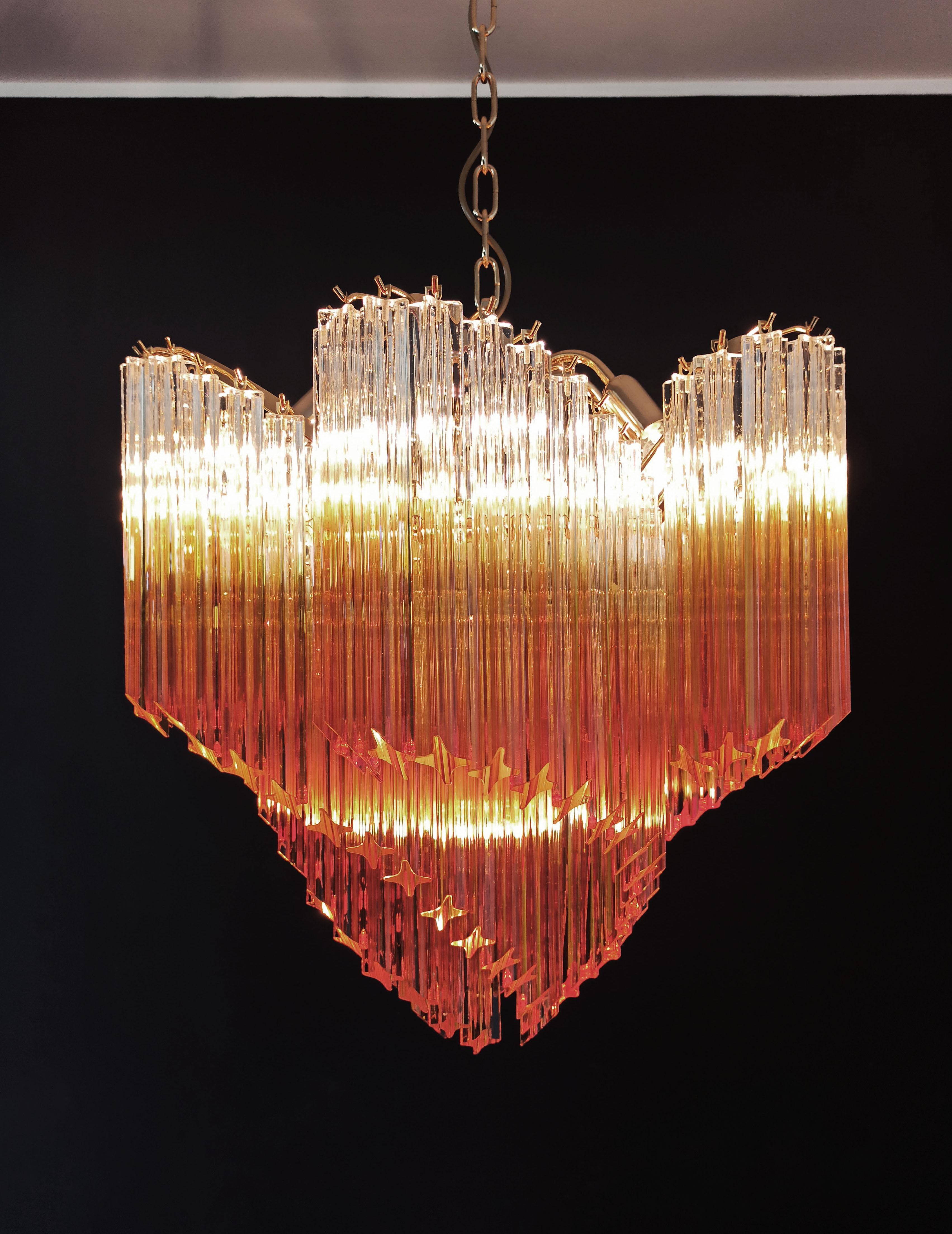 Modern Quadriedri Murano Glass Chandelier, 114 Shaded Amber Prism Quadriedri For Sale 10
