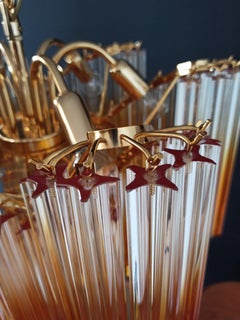 Modern Quadriedri Murano Glass Chandelier, 114 Shaded Amber Prism Quadriedri