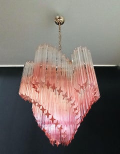 Modern Quadriedri Murano Glass Chandelier, 114 Shaded Pink Prism Quadriedri