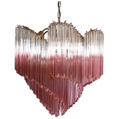 Modern Quadriedri Murano Glass Chandelier, 114 Shaded Pink Prism Quadriedri