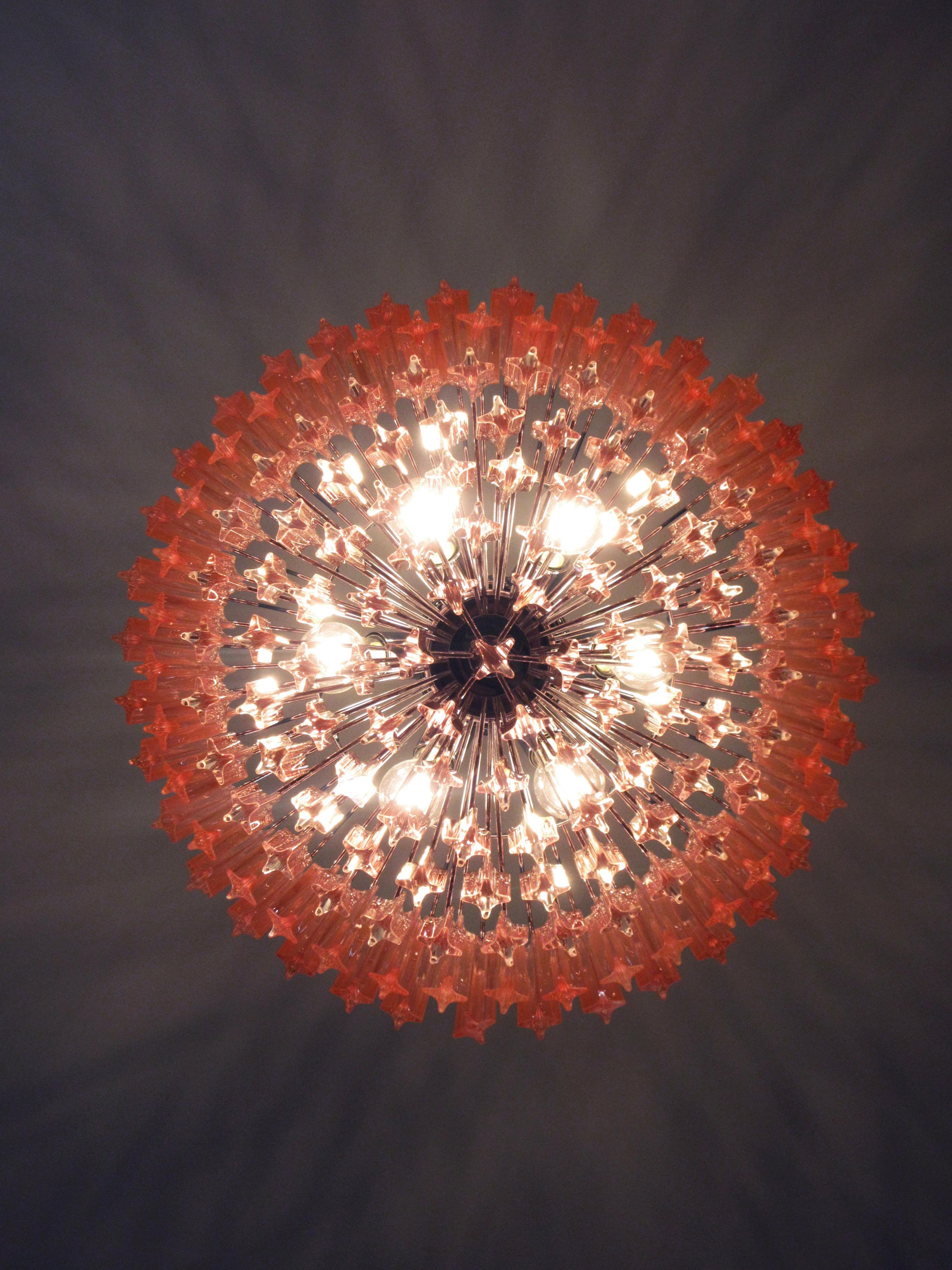 Modern Quadriedri Murano Glass Chandelier, 163 Pink Prism Quadriedri 4