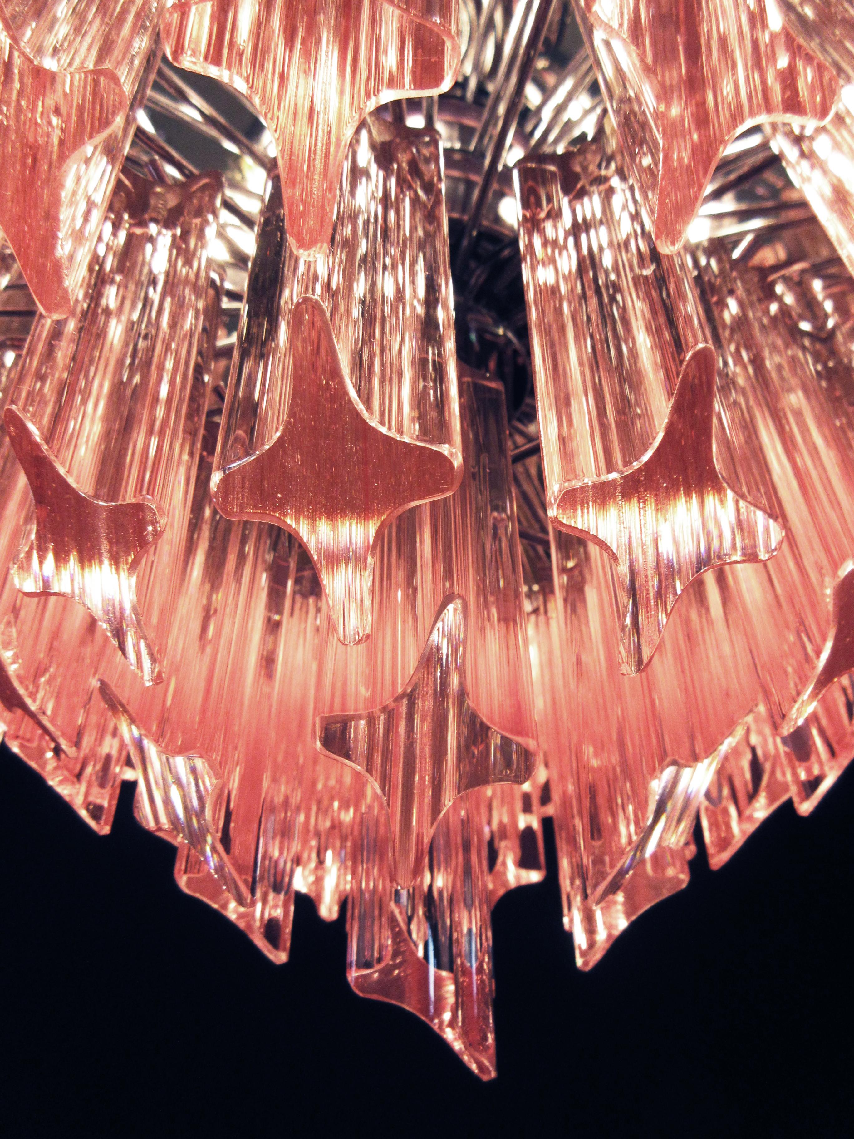 Modern Quadriedri Murano Glass Chandelier, 163 Pink Prism Quadriedri 7