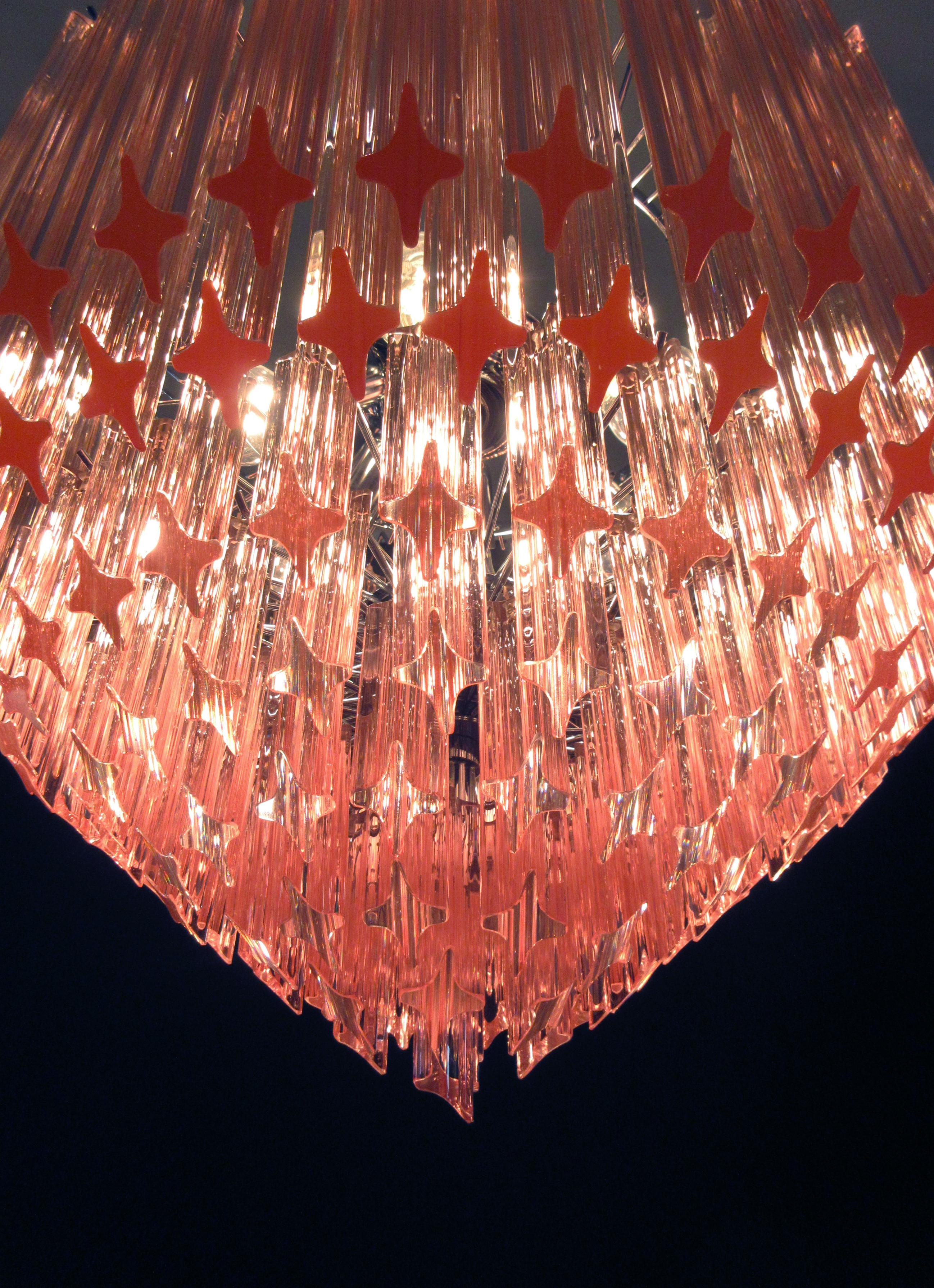 Lustre moderne en verre de Murano Quadriedri:: 163 Prism Quadriedri rose 8