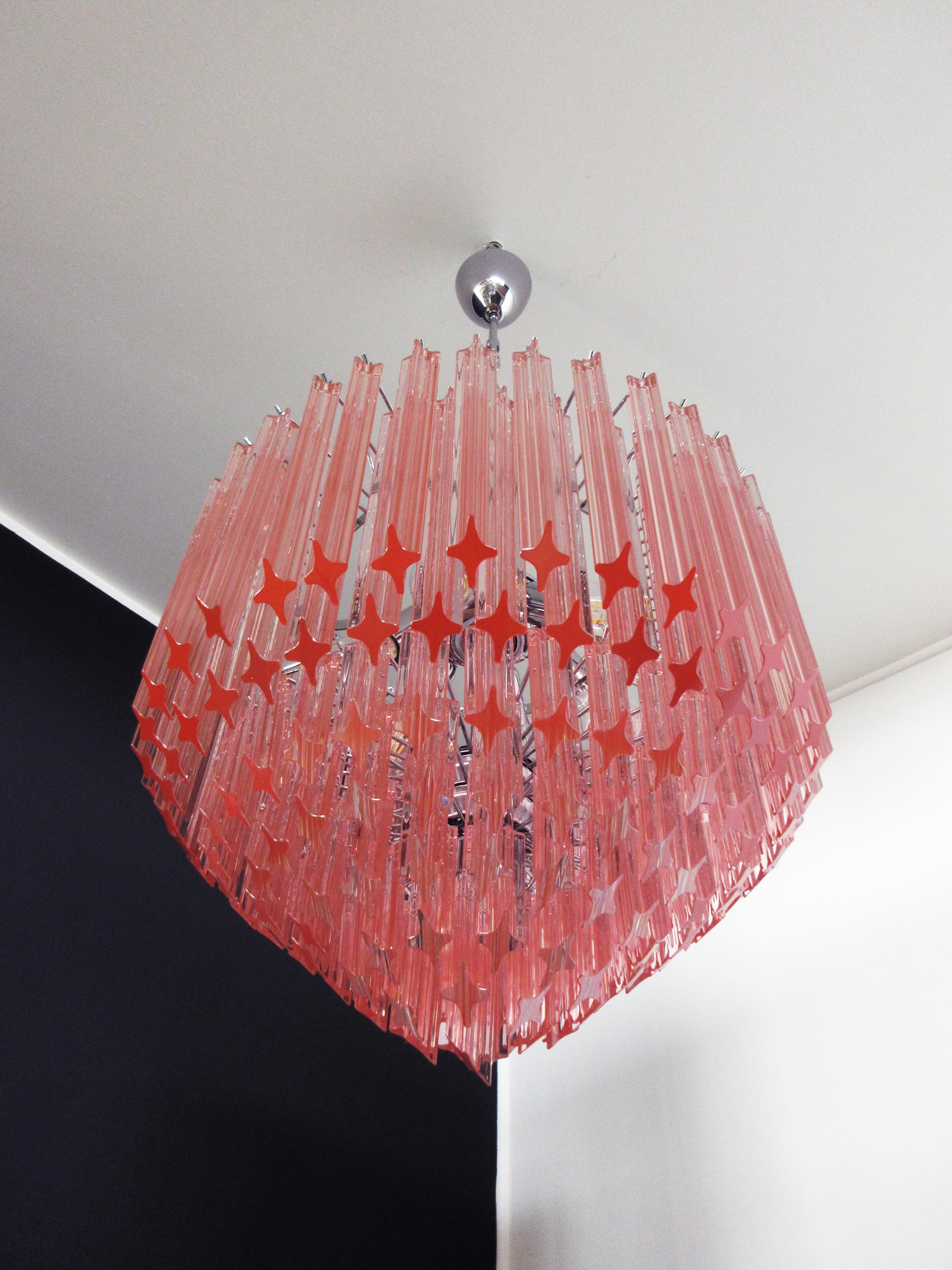 Elegant Italian ceiling light made from 84 beautiful Murano multicolored glasses 