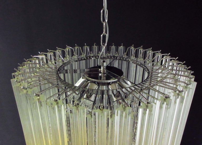 Modern Quadriedri Murano Glass Chandelier, 163 Trasparent Prism Quadriedri For Sale 1