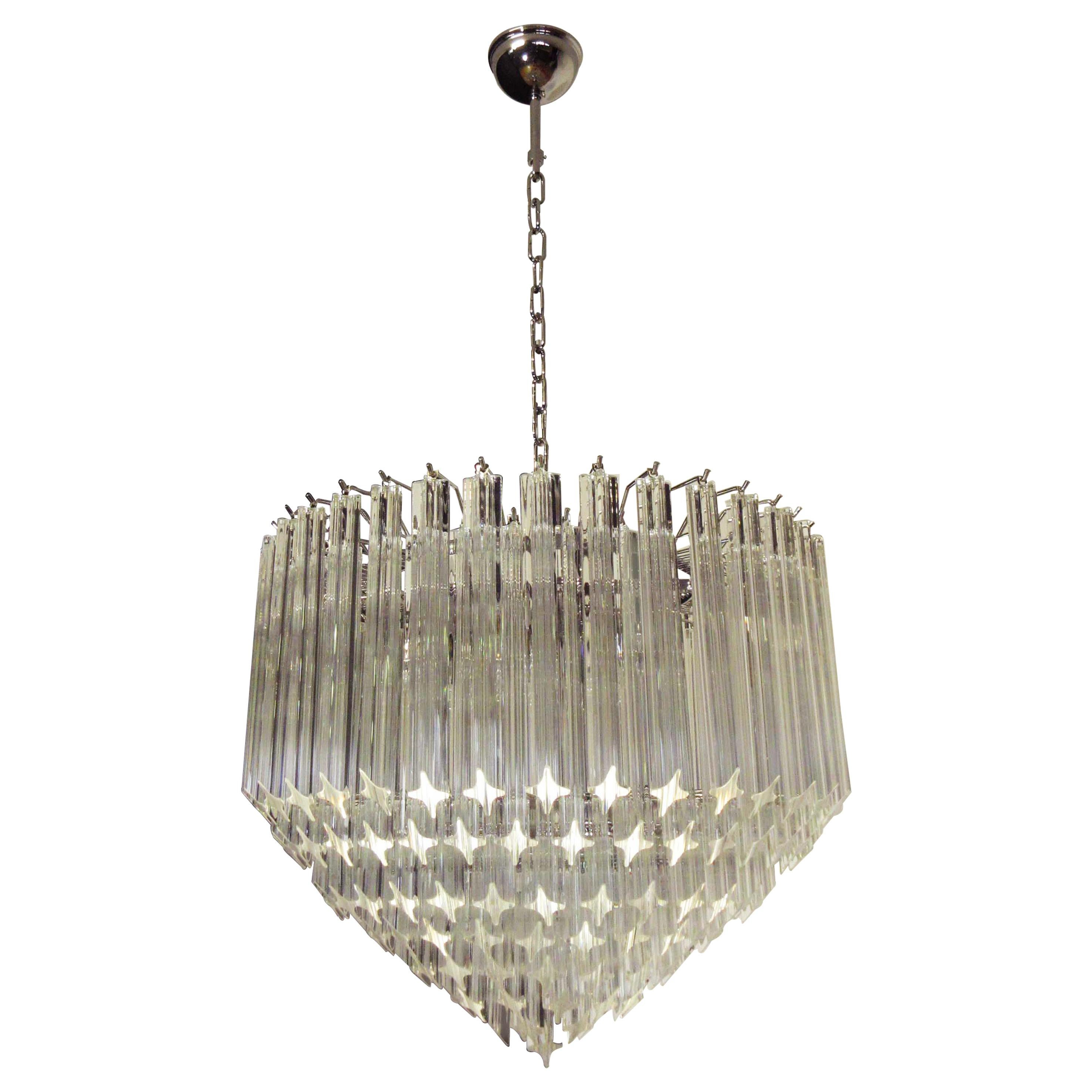 Modern Quadriedri Murano Glass Chandelier, 163 Trasparent Prism Quadriedri