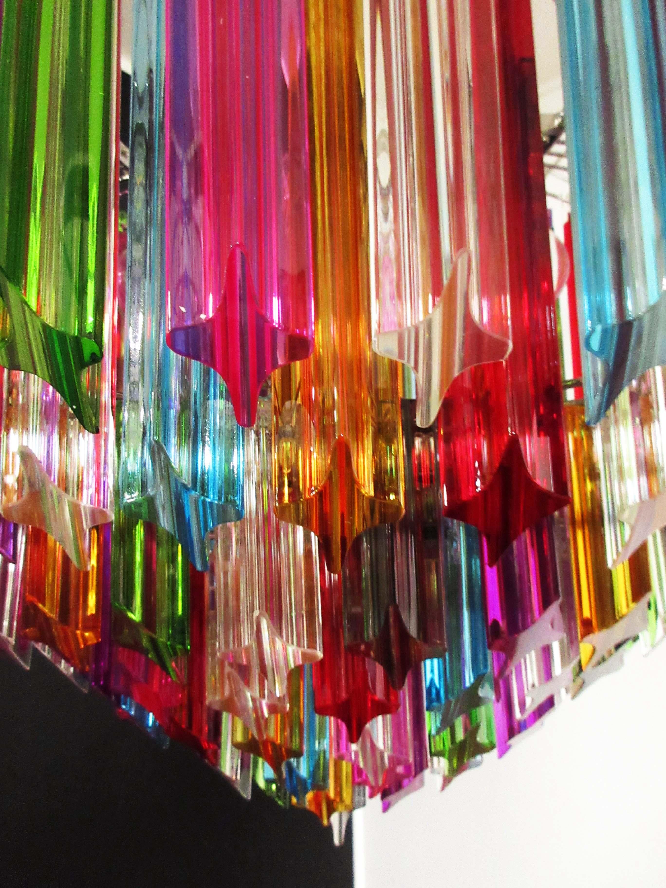 Modern Quadriedri Murano Glass Chandelier, 163 Trasparent Prism Quadriedri Mult 5