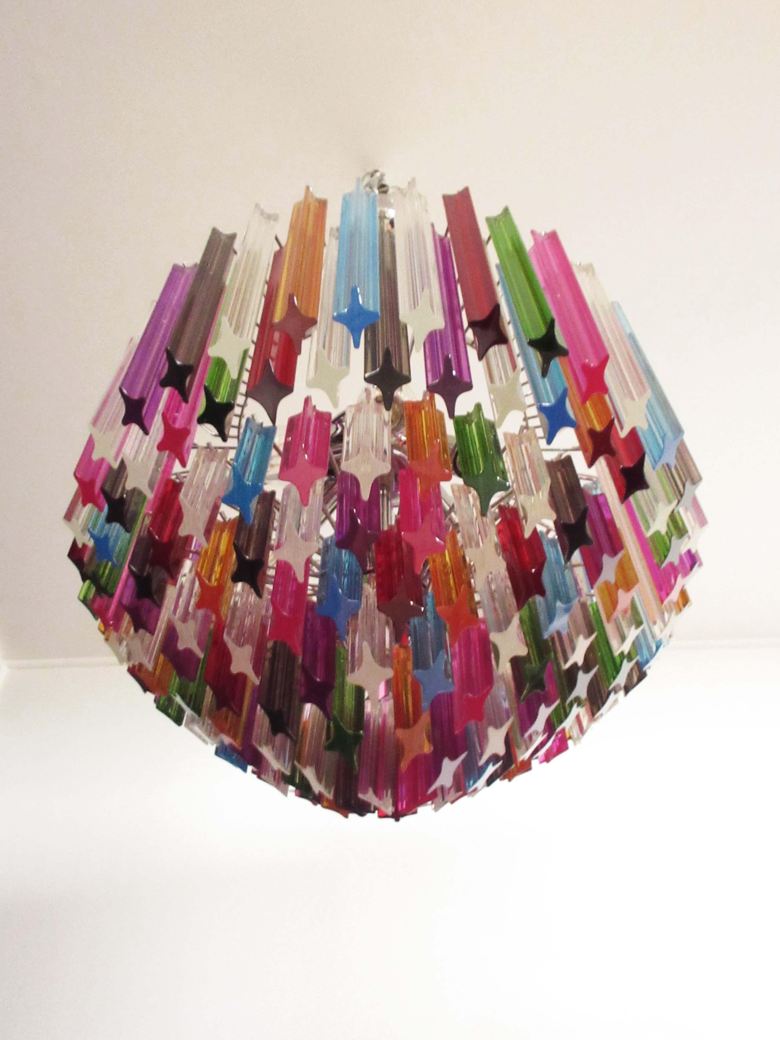 Modern Quadriedri Murano Glass Chandelier, 163 Trasparent Prism Quadriedri Mult 6