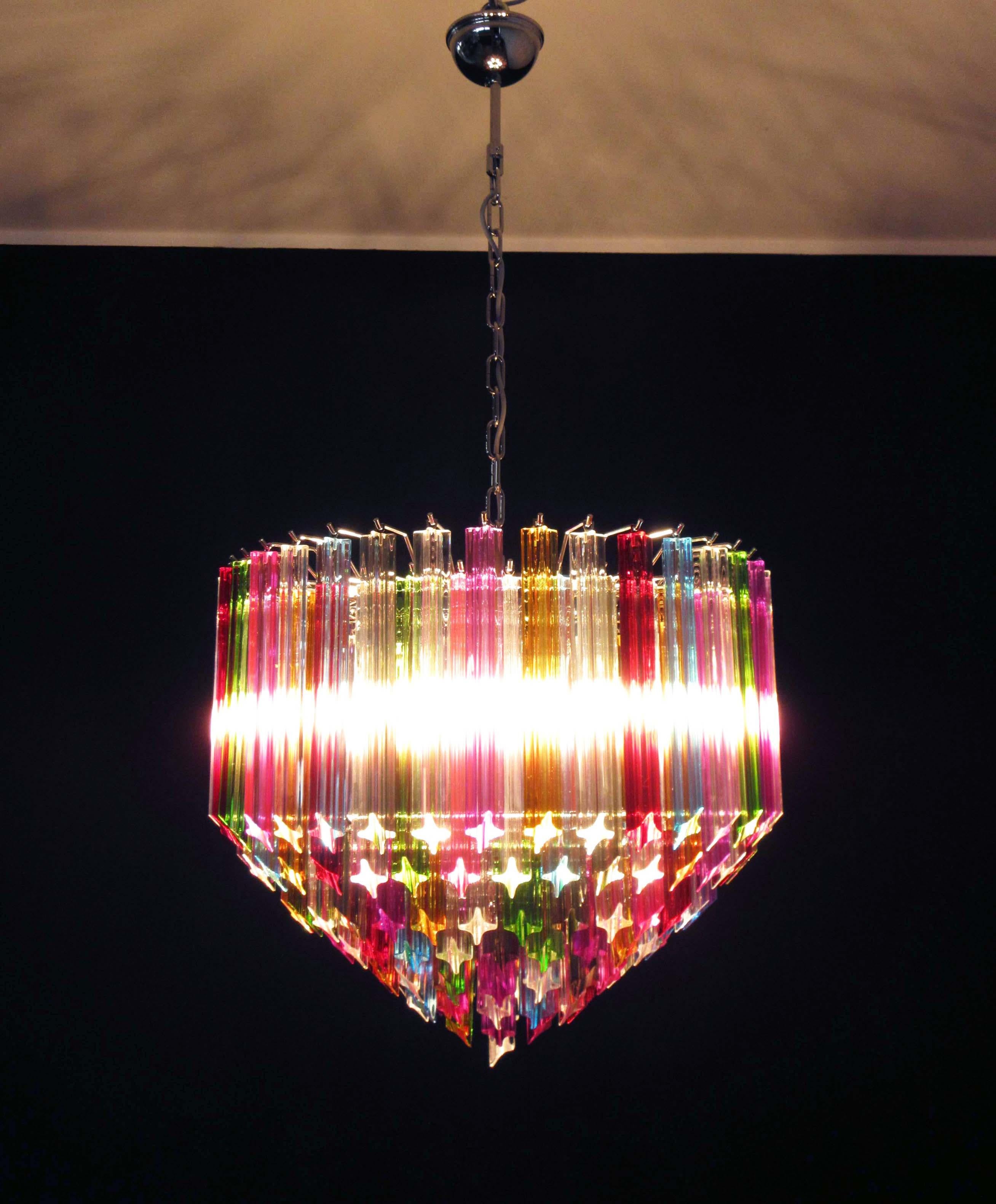 Modern Quadriedri Murano Glass Chandelier, 163 Trasparent Prism Quadriedri Mult 8