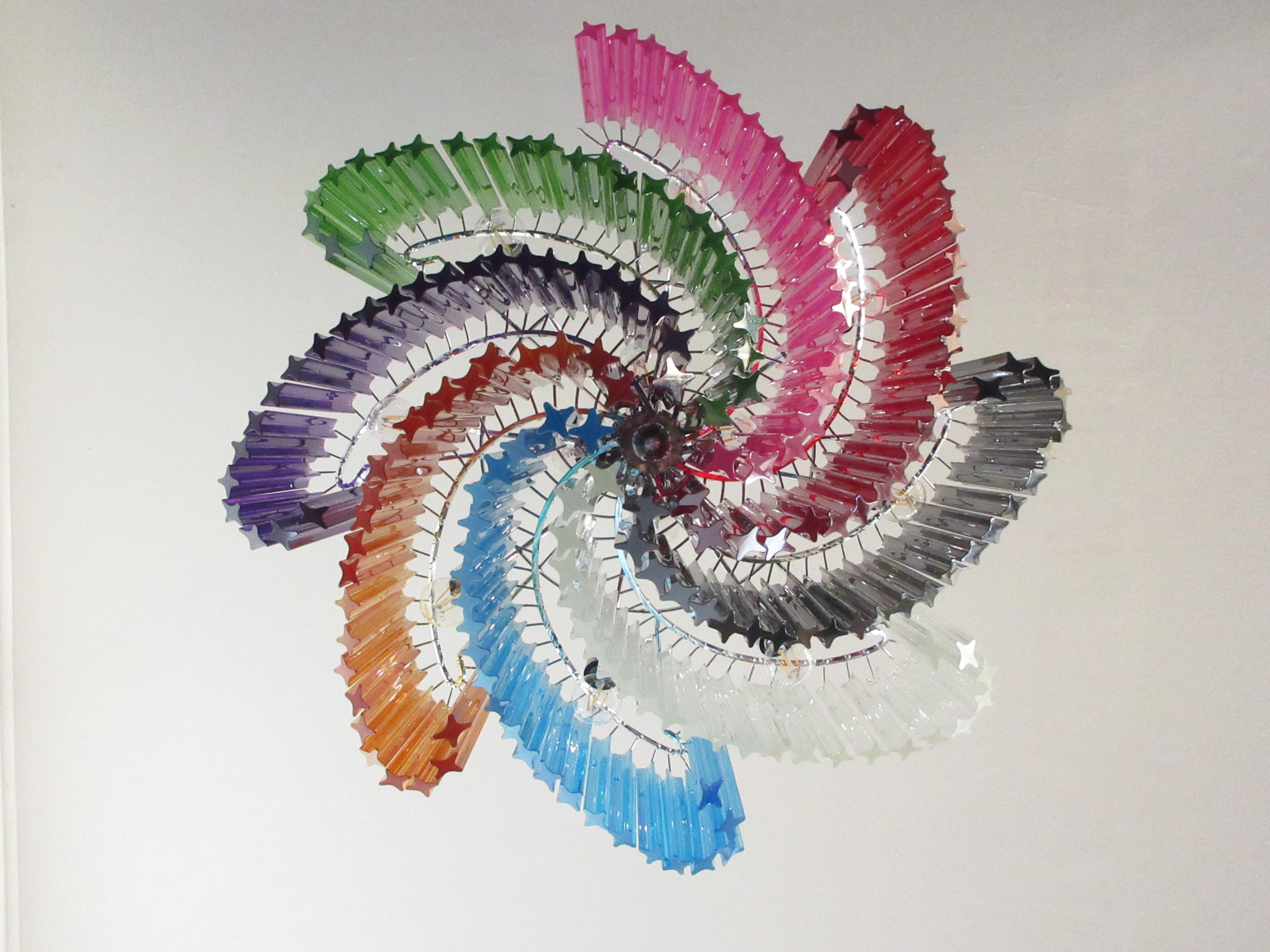 Modern Quadriedri Murano Glass Chandelier, 200 Multicolored Prism Quadriedri For Sale 6