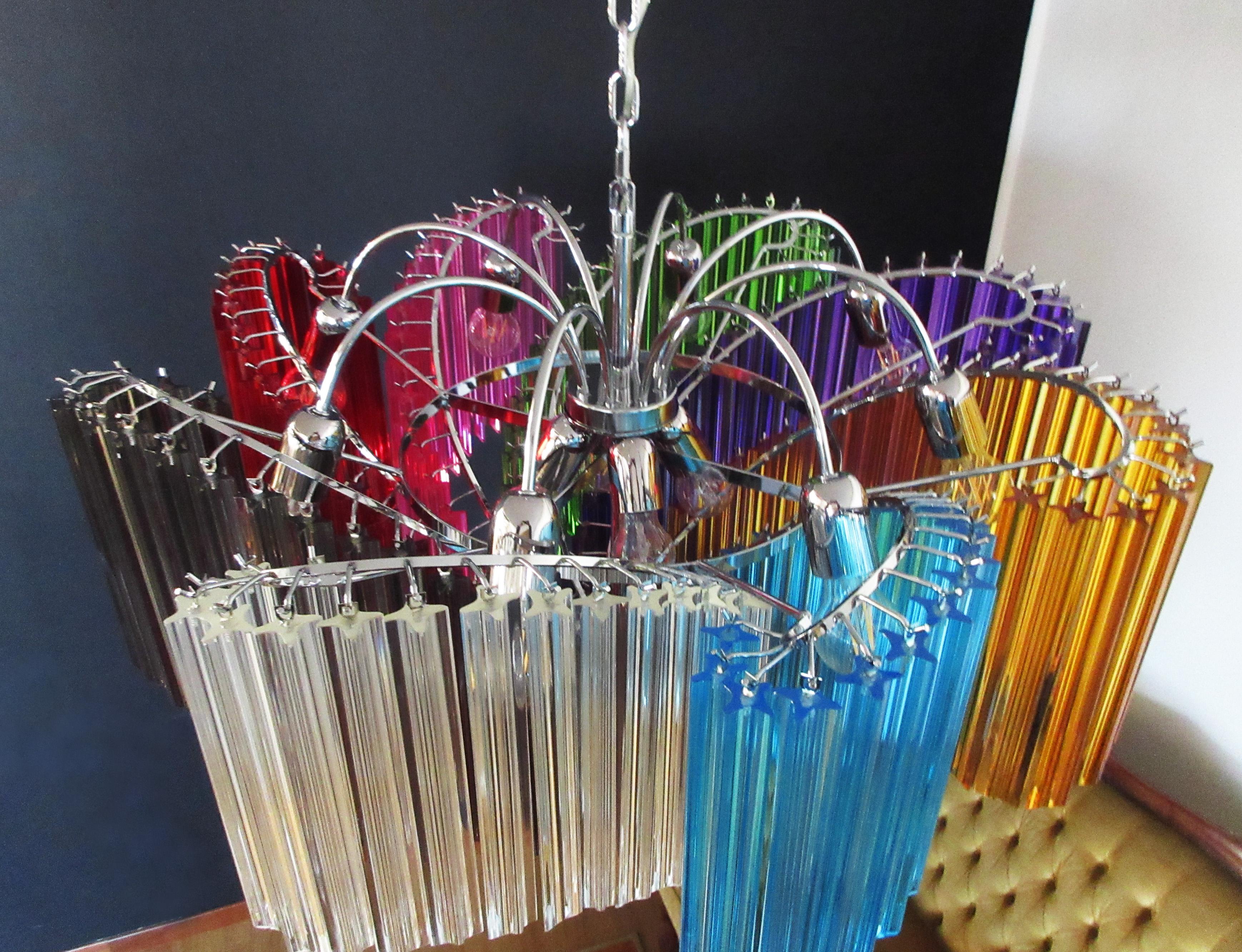 Modern Quadriedri Murano Glass Chandelier, 200 Multicolored Prism Quadriedri For Sale 7