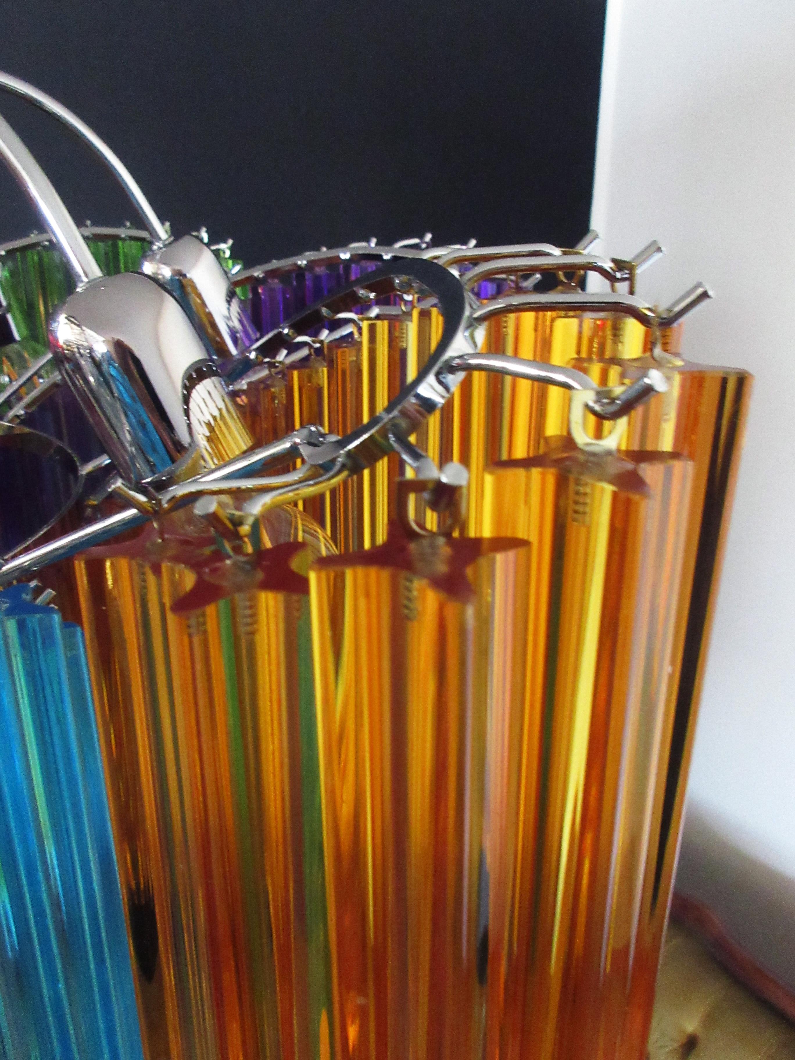 Modern Quadriedri Murano Glass Chandelier, 200 Multicolored Prism Quadriedri For Sale 8