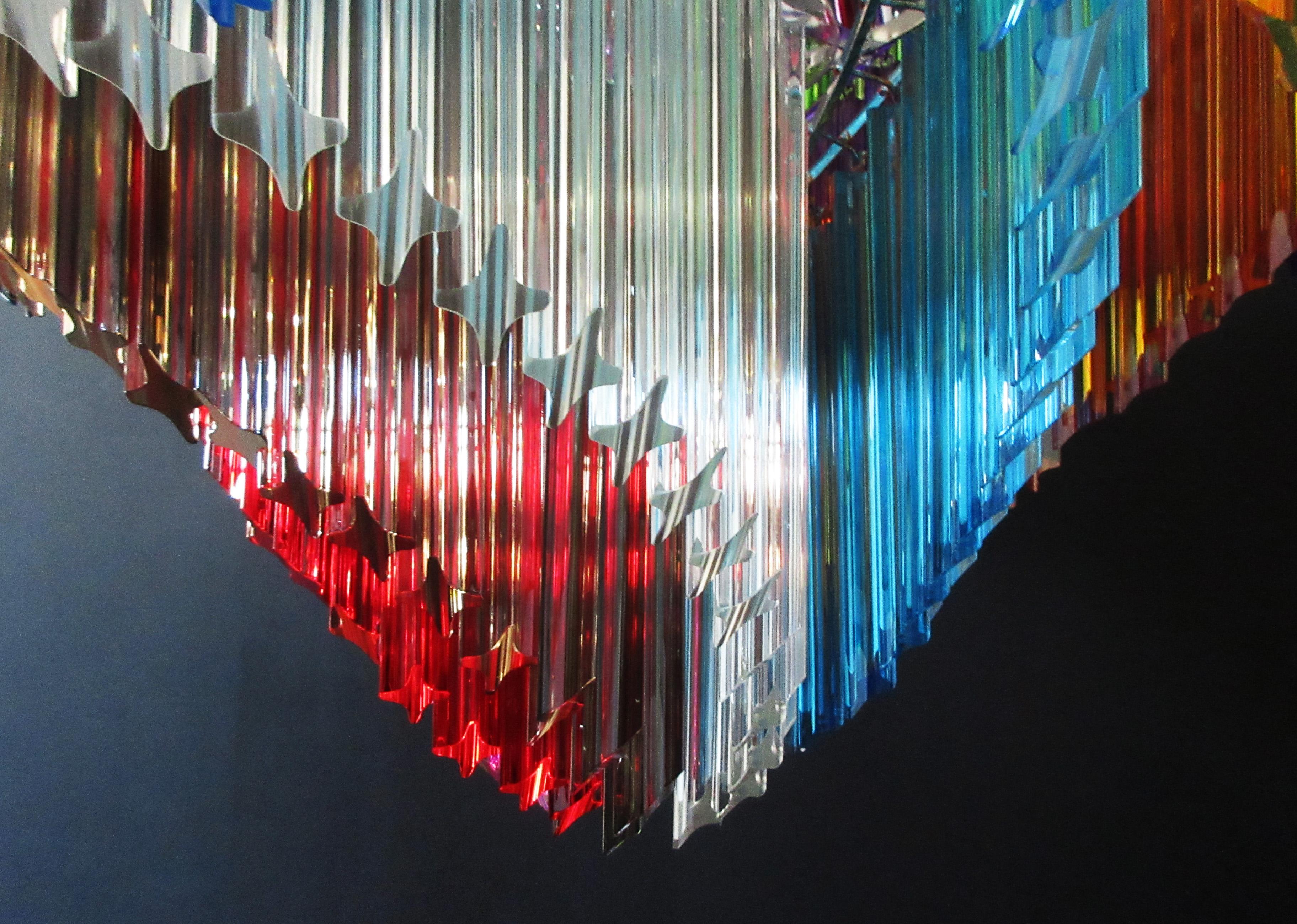 Modern Quadriedri Murano Glass Chandelier, 200 Multicolored Prism Quadriedri For Sale 10
