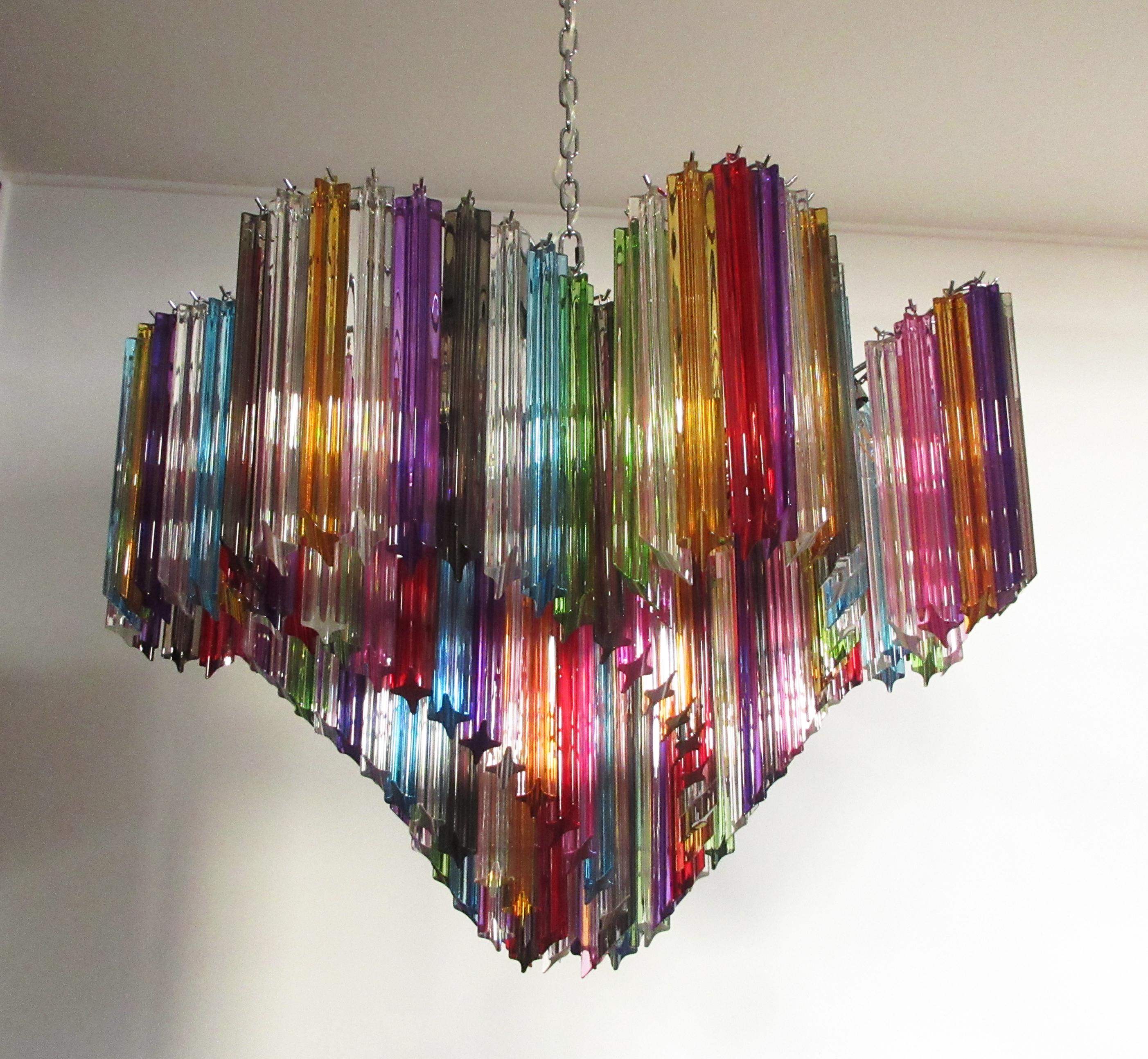 Lámpara moderna de cristal de Murano Quadriedri - 200 prismas multicolores quadriedri Moderno de mediados de siglo en venta