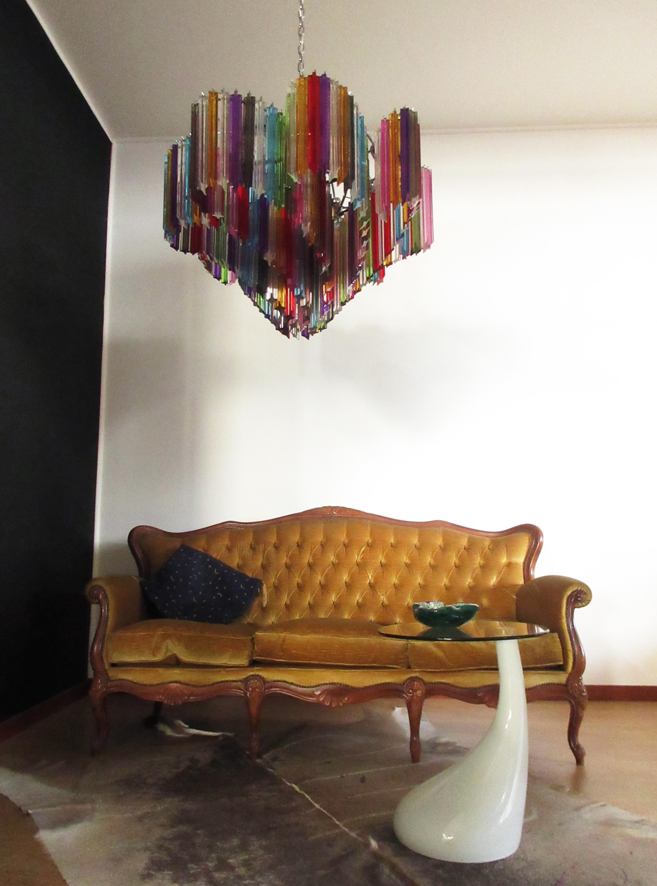 Lámpara moderna de cristal de Murano Quadriedri - 200 prismas multicolores quadriedri Galvanizado en venta