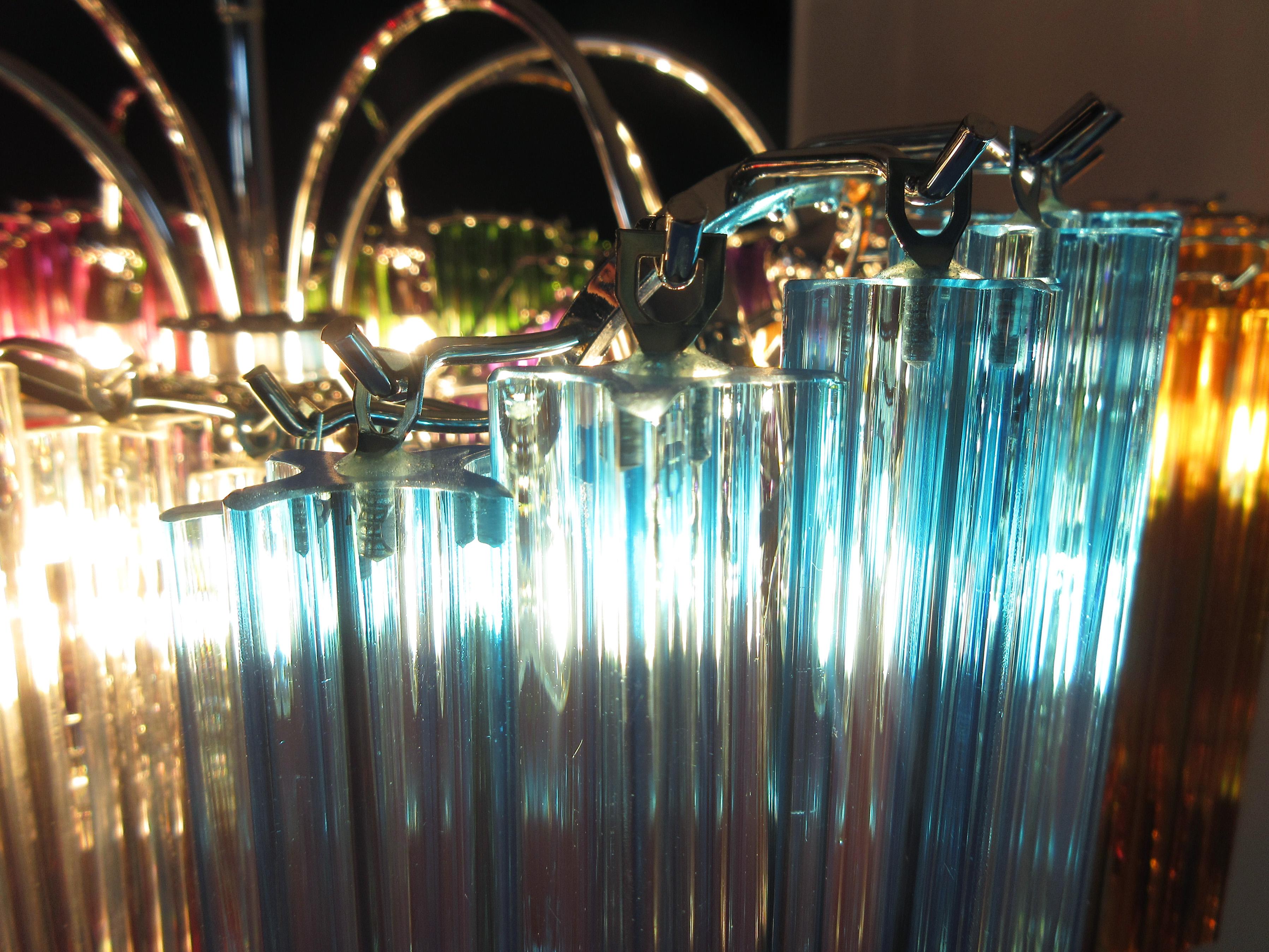 Modern Quadriedri Murano Glass Chandelier, 200 Multicolored Prism Quadriedri For Sale 2