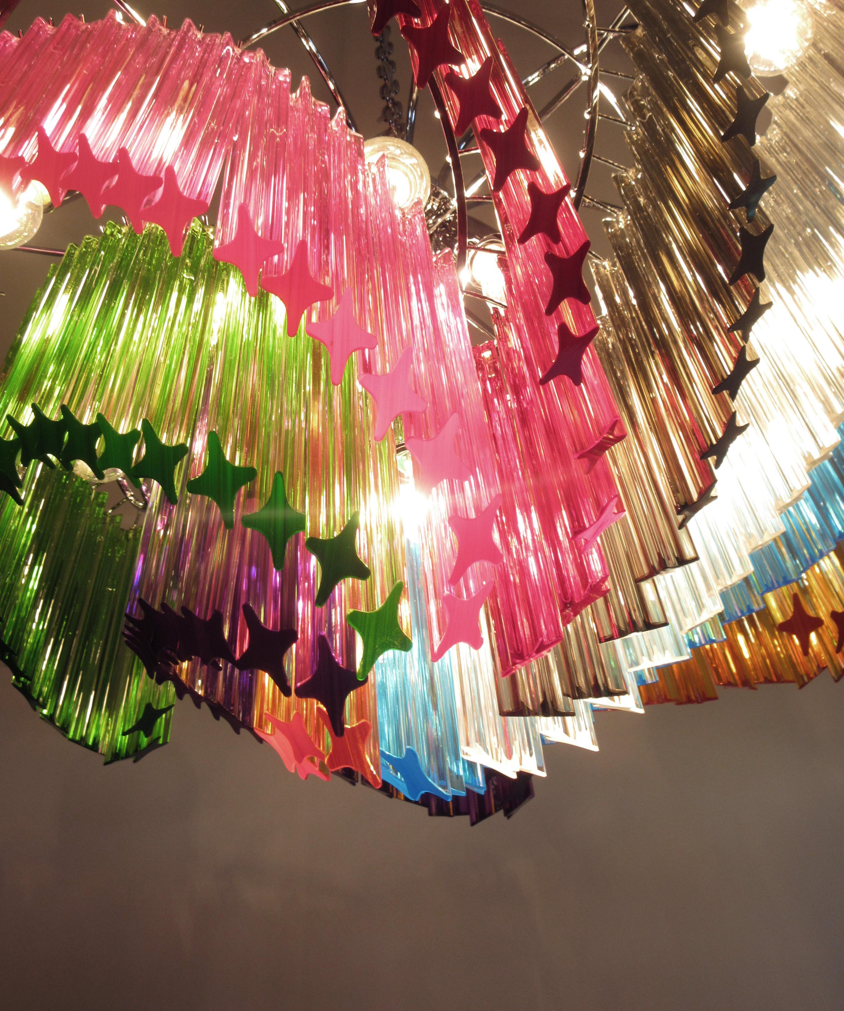 Lámpara Moderna Quadriedri de Cristal de Murano, 200 Prismas Multicolores Quadriedri en venta 2